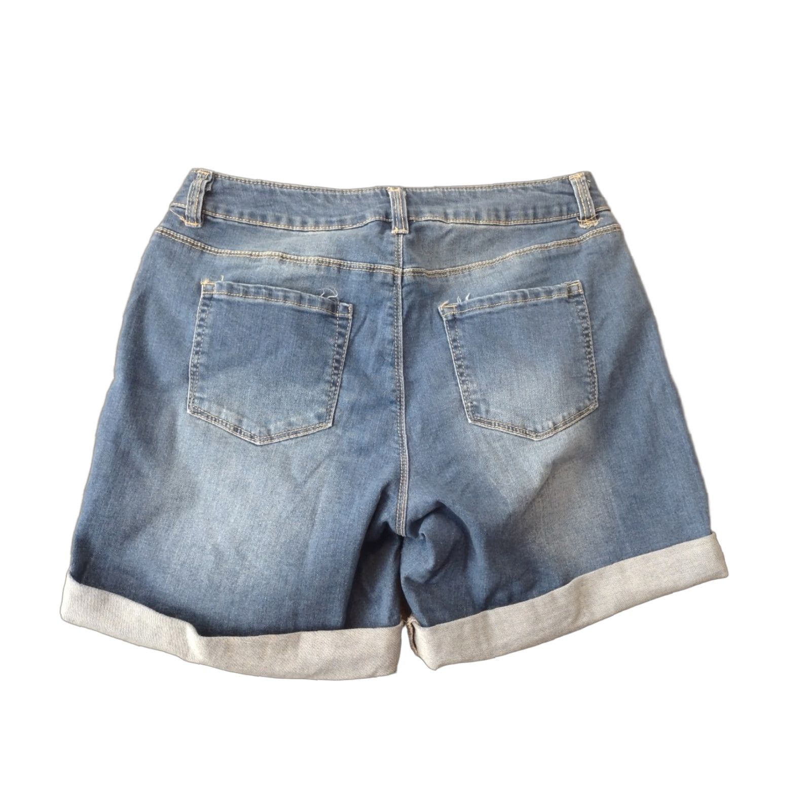 Vintage Unbranded Cuffed Jeans Shorts Women 4 Blue Denim 4-inch Inseam Relaxed Fit Casual Spring Summer Cotton Spandex 5-Pocket Solid Button Vintage: No Size 27" / US 4 / IT 40 - 1 Thumbnail