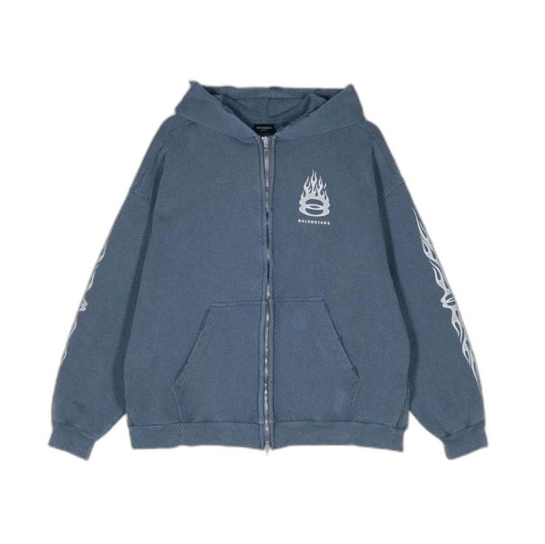 Balenciaga Balenciaga Blue Flame Zip Hoodie L Size-2506 | Grailed