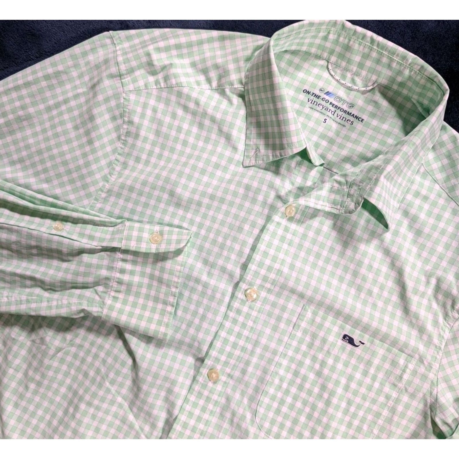 Vineyard Vines Vineyard Vines OTG Green And White Gingham Performance Button Down Men's Small Shirt Mens Small Green Plaid Button-Up Stretch Seasonal 90s? Size US S / EU 44-46 / 1 - 2 Thumbnail