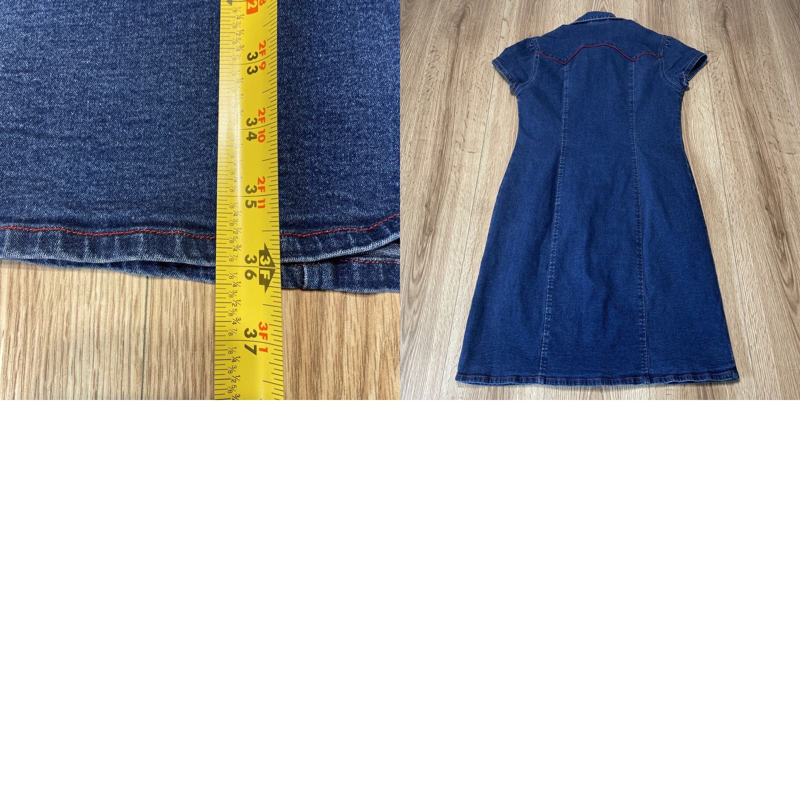 Vintage Carolina Jean Dress Size 10 Blue Stretch Snap Front Short Sleeve Womens Size 32" / US 10 / IT 46 - 8 Thumbnail