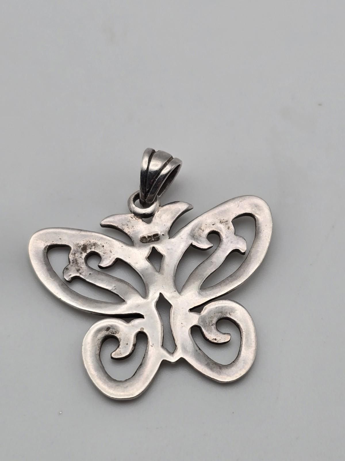 The Unbranded Brand Vintage Sterling Silver Butterfly Scroll Pendant 925 Size ONE SIZE - 3 Thumbnail