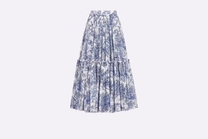 image of Dior O1W1Db10124 Flared Mid Length Skirt In White, Women's (Size 26)