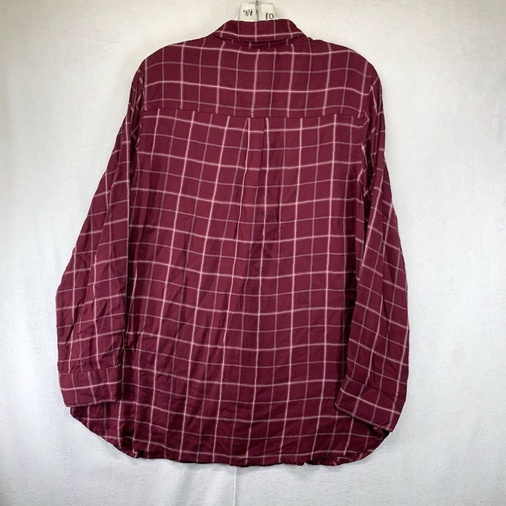 Old Navy Vintage Old Navy Womens Rayon Plaid Button-Up Shirt Large Casual Long Sleeve Collared Red Size L / US 10 / IT 46 - 3 Thumbnail