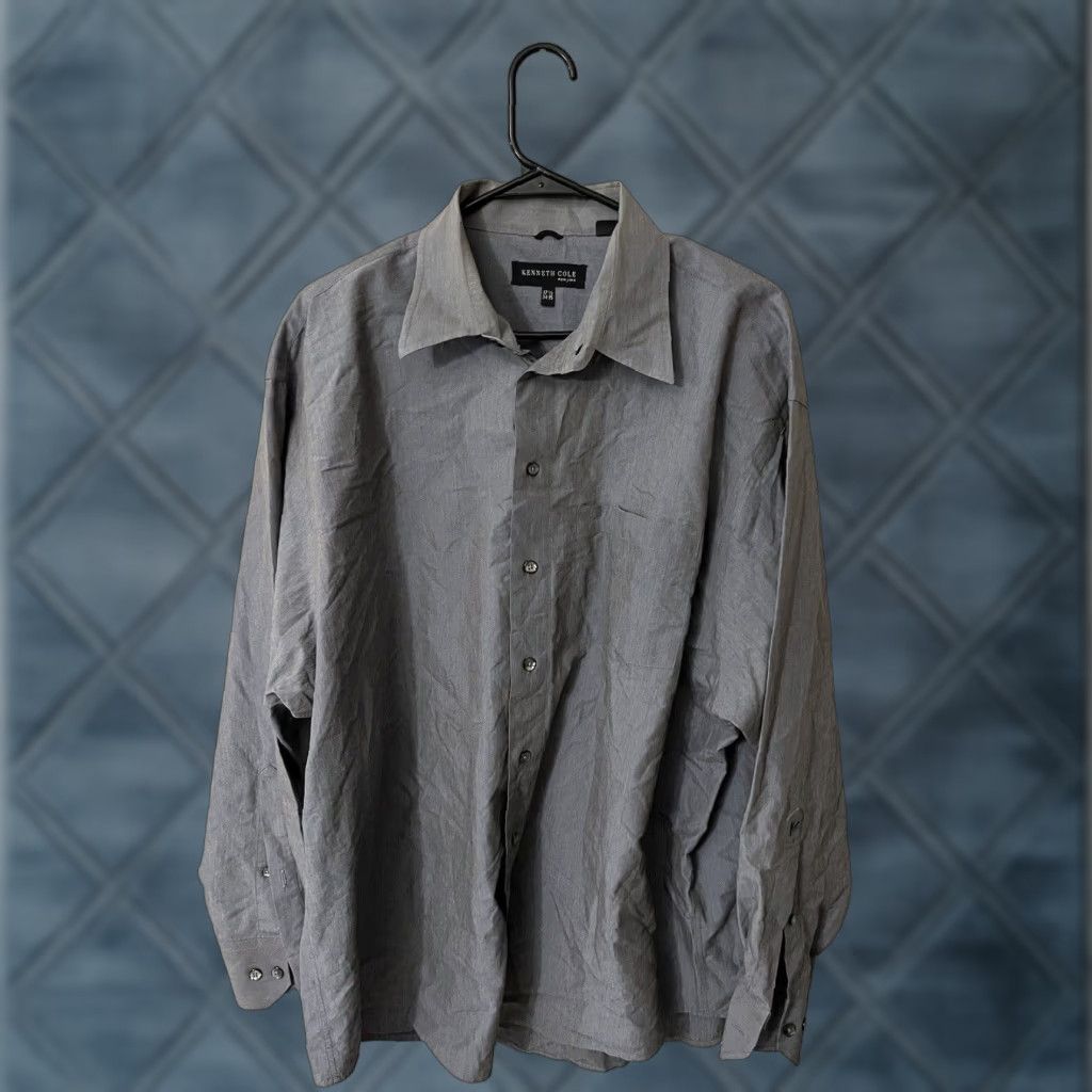Kenneth Cole Kenneth Cole Button-Down Shirt Men 17.5 Gray Solid Wrinkle Free Modern Fit Casual Business Size US XL / EU 56 / 4 - 1 Thumbnail