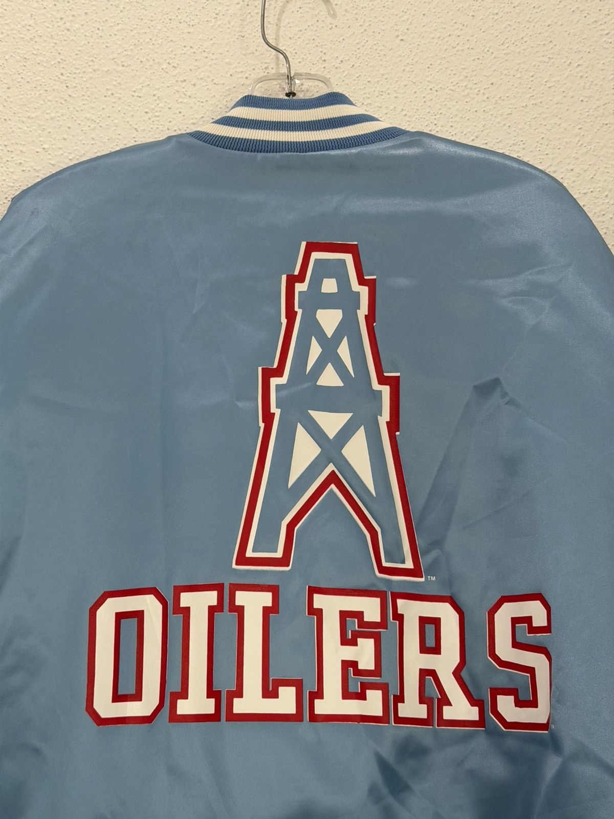 NFL Vintage 80s Houston Oilers Satin Bomber Jacket Locker Line L Size US L / EU 52-54 / 3 - 3 Thumbnail