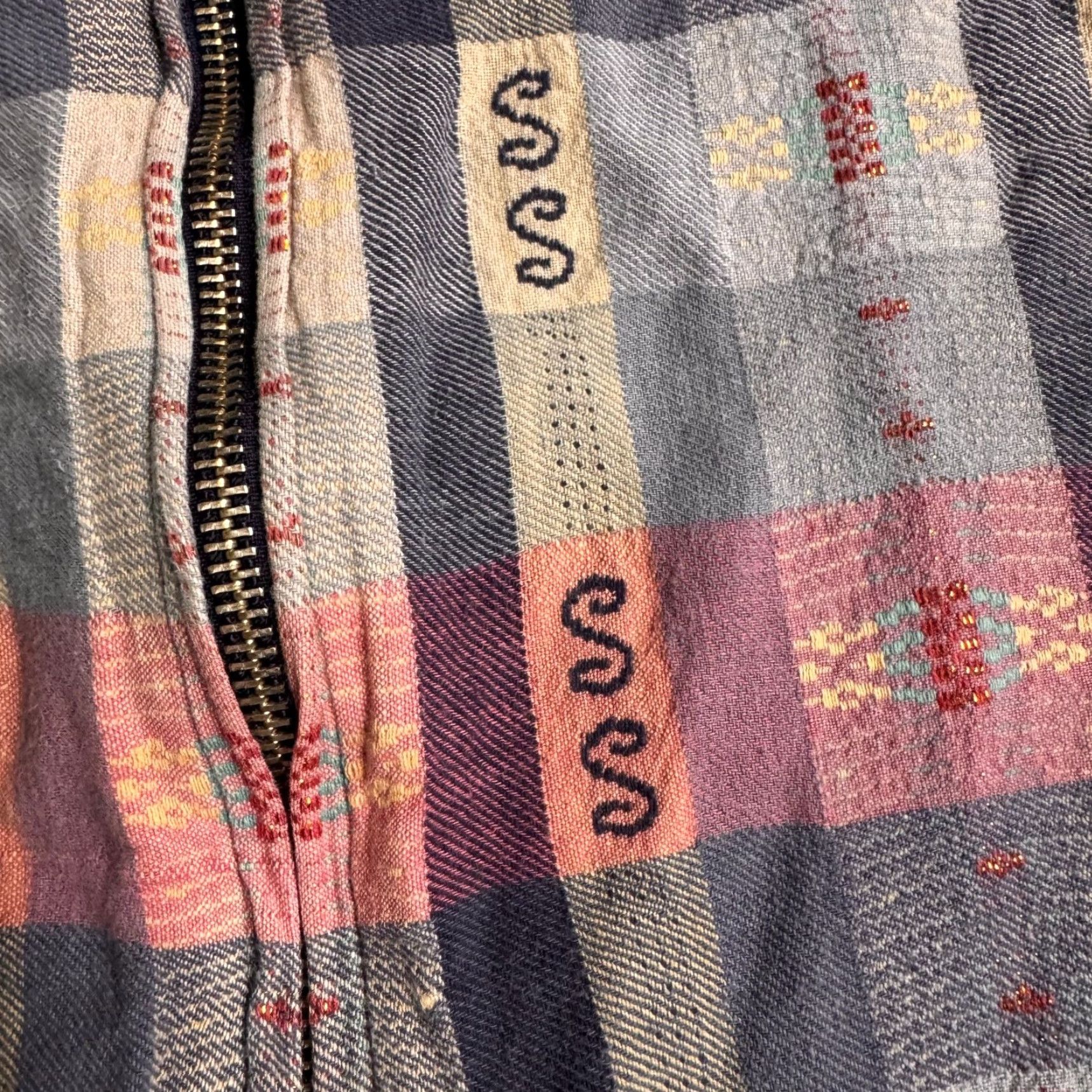 Vintage VINTAGE Dressbarn Jacket Womens XL Plaid Cotton Zip Western Metallic Thread Blue Size XL / US 12-14 / IT 48-50 - 6 Thumbnail