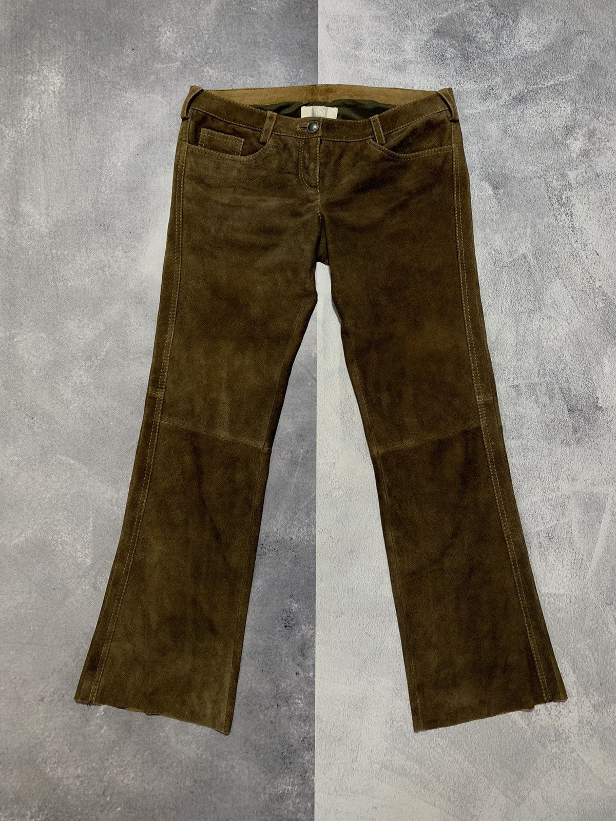 image of Genuine Leather x Leather Vintage 90's Leather Suede Pants Streetwear Size 33 in Brown, Women's