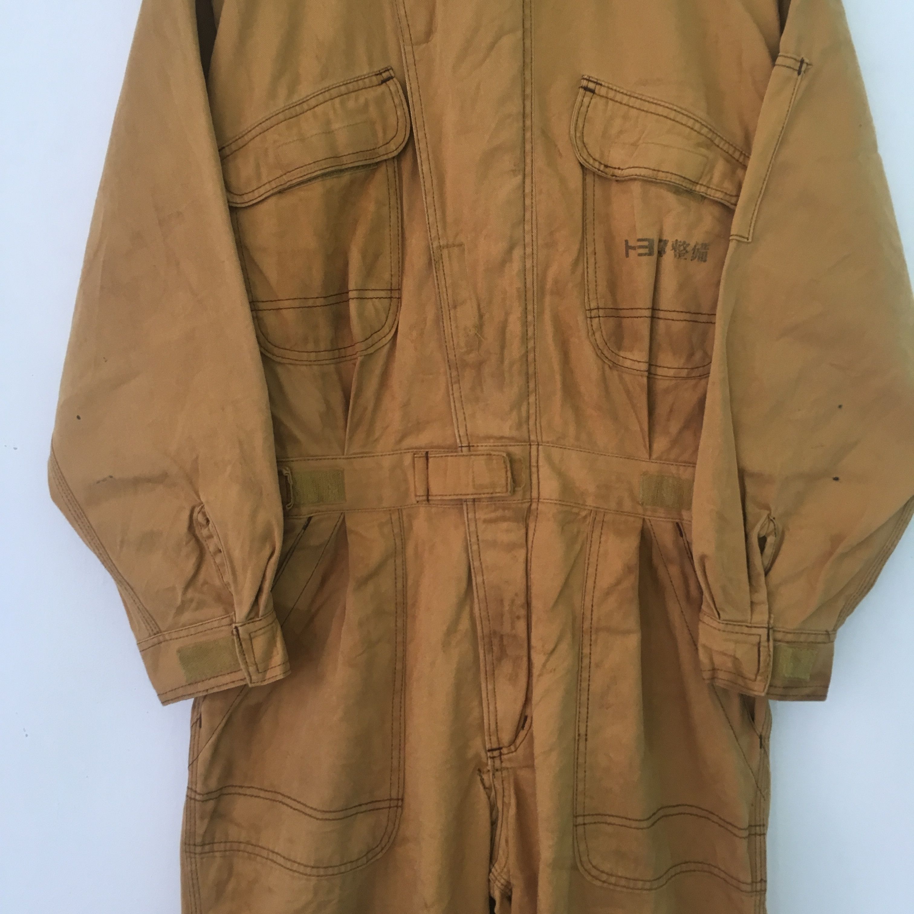 Japanese Brand Vintage 90's Heavy Used Toyota Japan Brown Coveralls - 481 Size US L / EU 52-54 / 3 - 4 Thumbnail