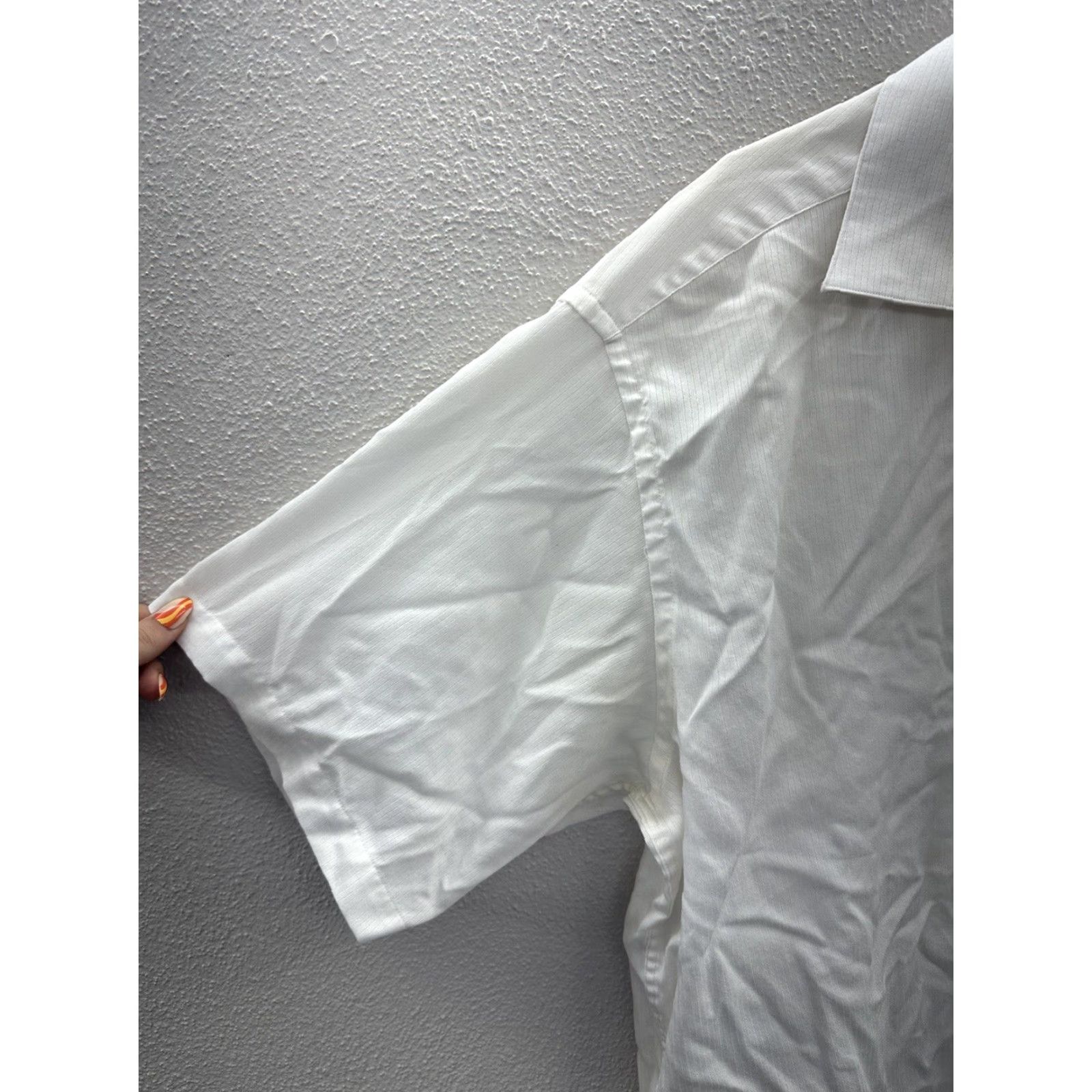 Enro Enro Mens Shirt Button-Up Size 17.5 White Collared Short Sleeve Stained All Seasons Pockets Regular Mens 90s Size US XXL / EU 58 / 5 - 3 Thumbnail