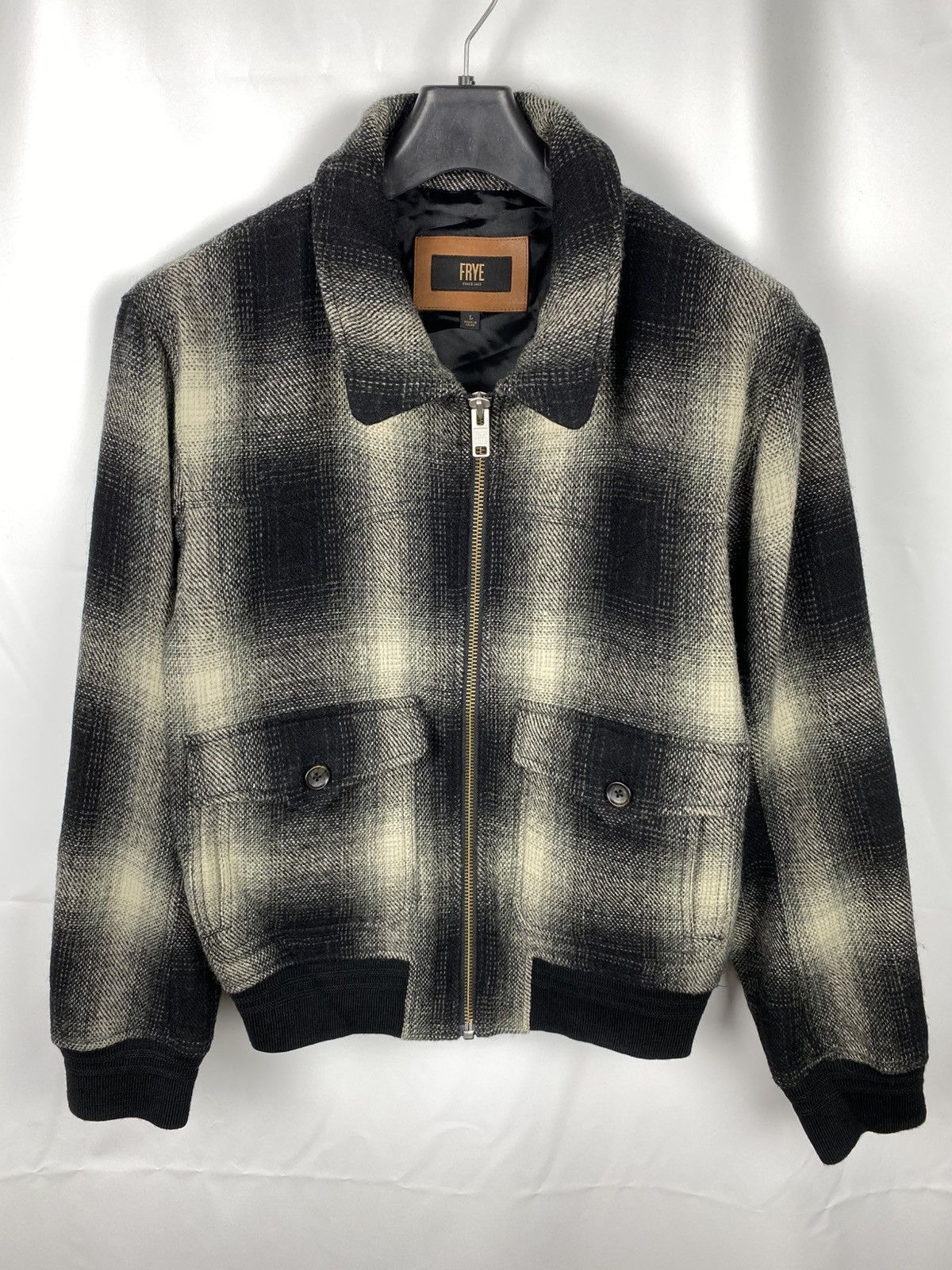 Frye Frye Dylan Shadow Plaid Wool Bomber Jacket size L Size US L / EU 52-54 / 3 - 1 Thumbnail