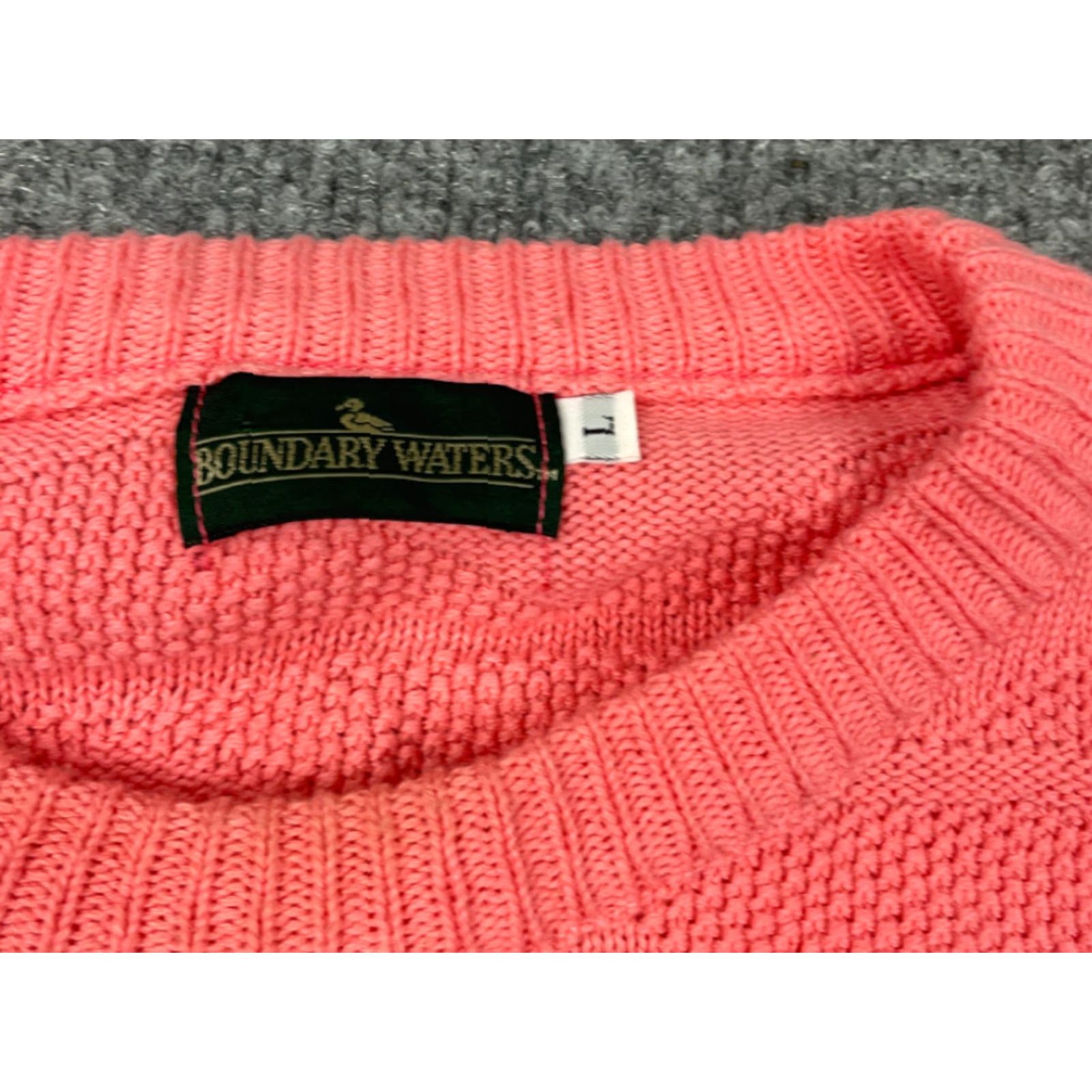 Vintage VTG Boundary Waters Sweater Crew Neck Long Sleeve Cotton Pink 90s Textured Chevron Pattern Mens Large Size US L / EU 52-54 / 3 - 6 Thumbnail