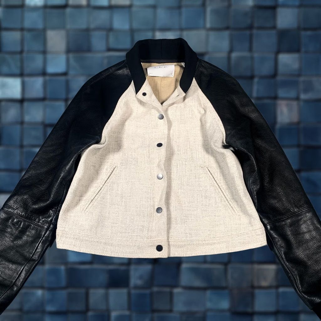 Vintage A.L.C. Jacket Womens S Leather Varsity Tweed Black Casual Size S / US 4 / IT 40 - 1 Thumbnail