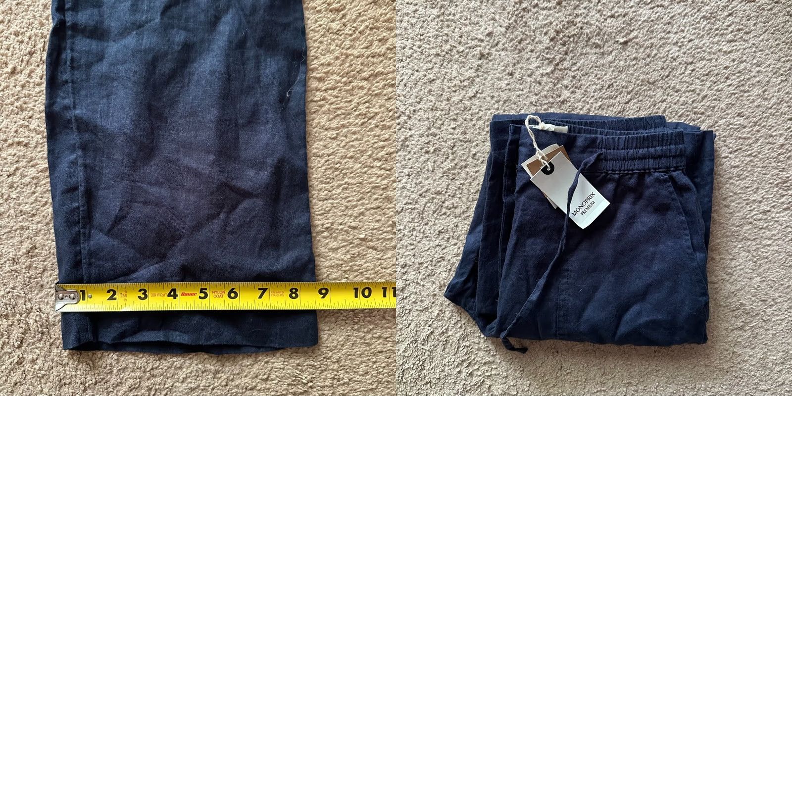 Vintage Monoprix Premium Pants Womens XS 28x29 100% Linen NWT High Rise Straight Leg Size 26" / US 2 / IT 38 - 9 Thumbnail