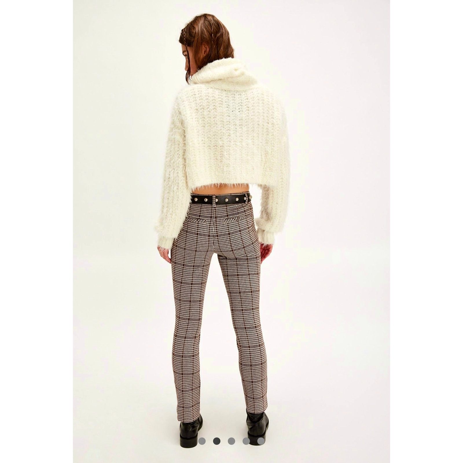 Free People Free People Molly Slim Pants Neutral Combo Winsor Plaid 12 Size 34" / US 12 / IT 48 - 3 Thumbnail