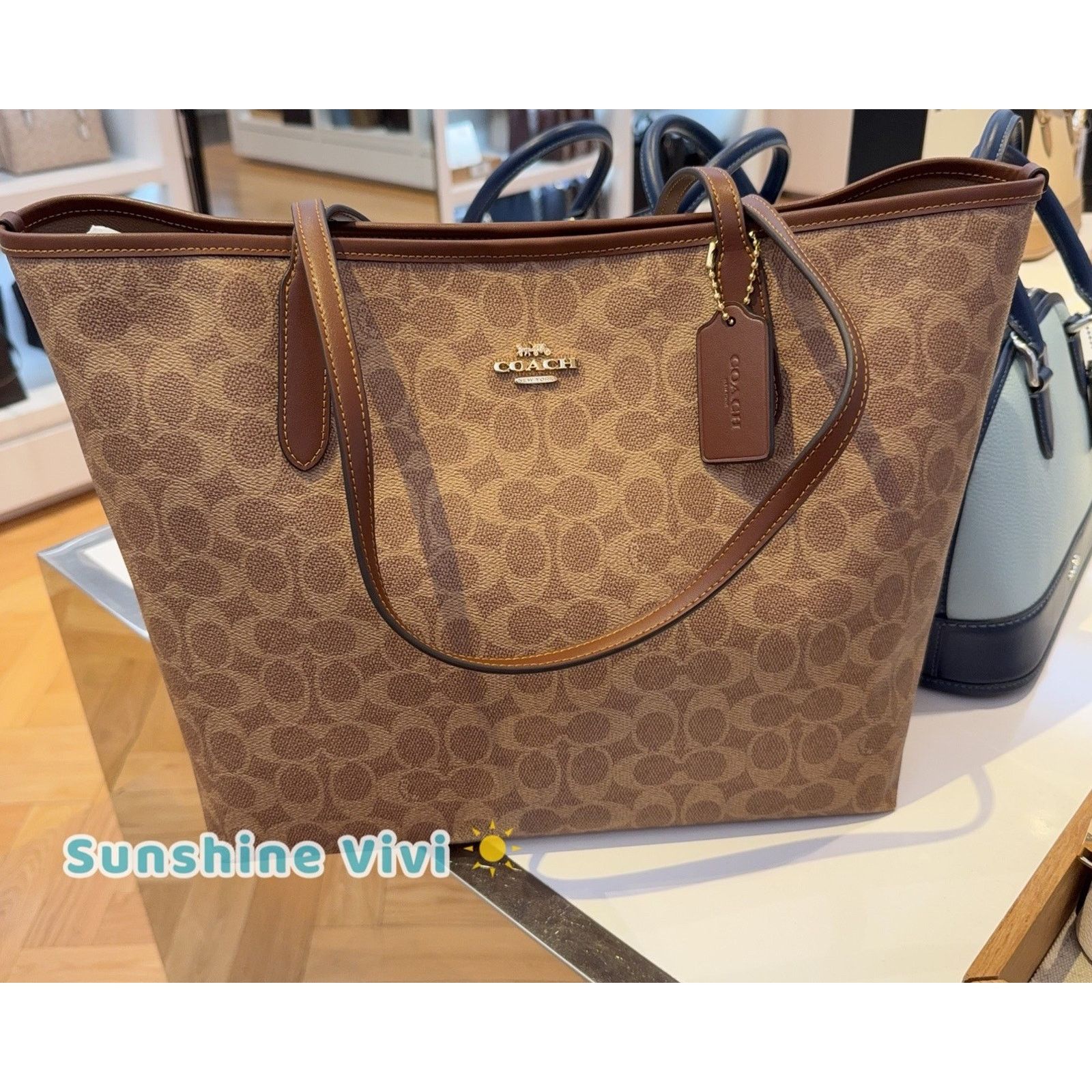 Coach NWT COACH City Tote In Signature Canvas Gold/Tan/Brown CV976 Size ONE SIZE - 6 Thumbnail