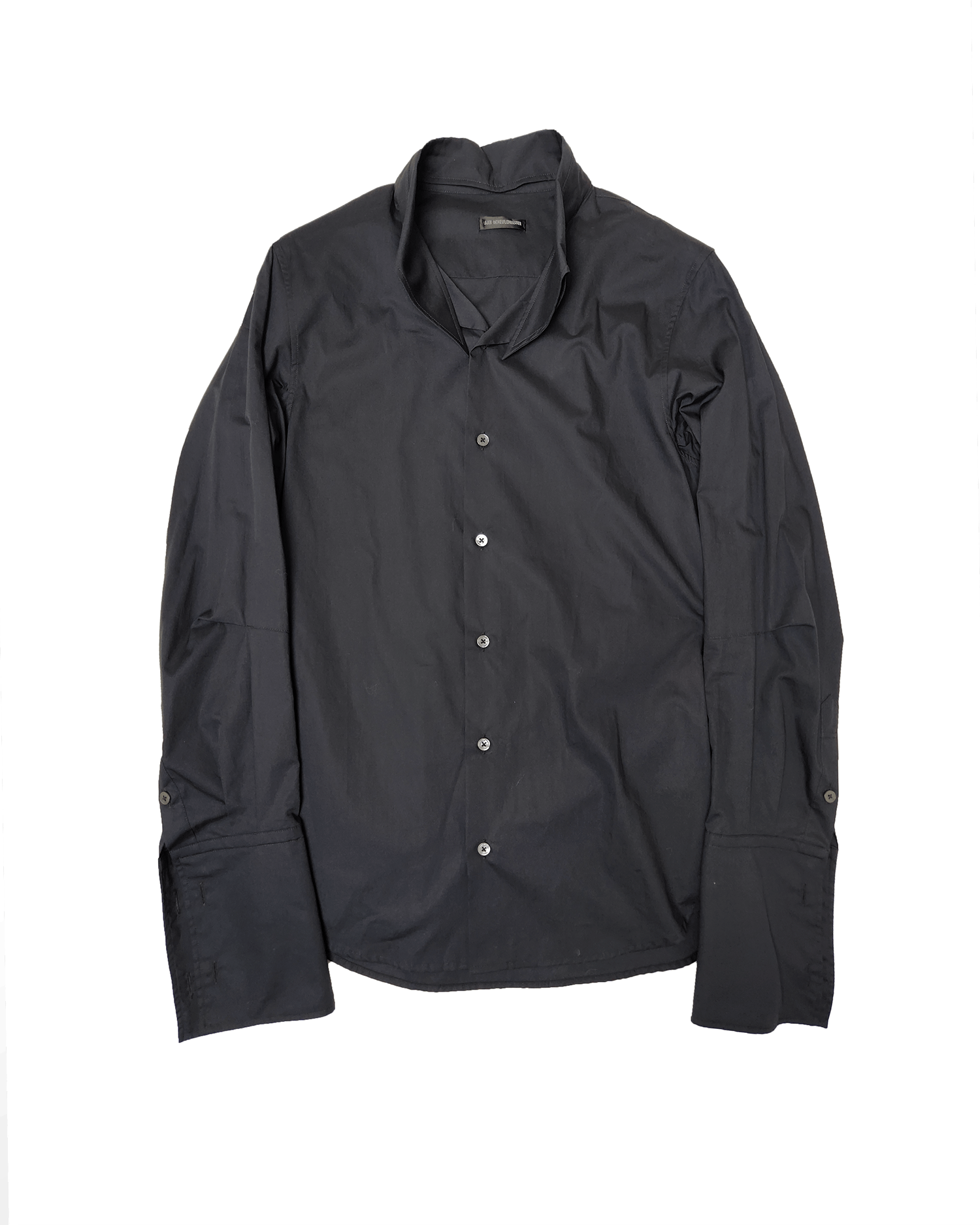 Ann Demeulemeester Ann Demeulemeester Black "Reynard" Reverse Collar Shirt Size US S / EU 44-46 / 1 - 1 Thumbnail