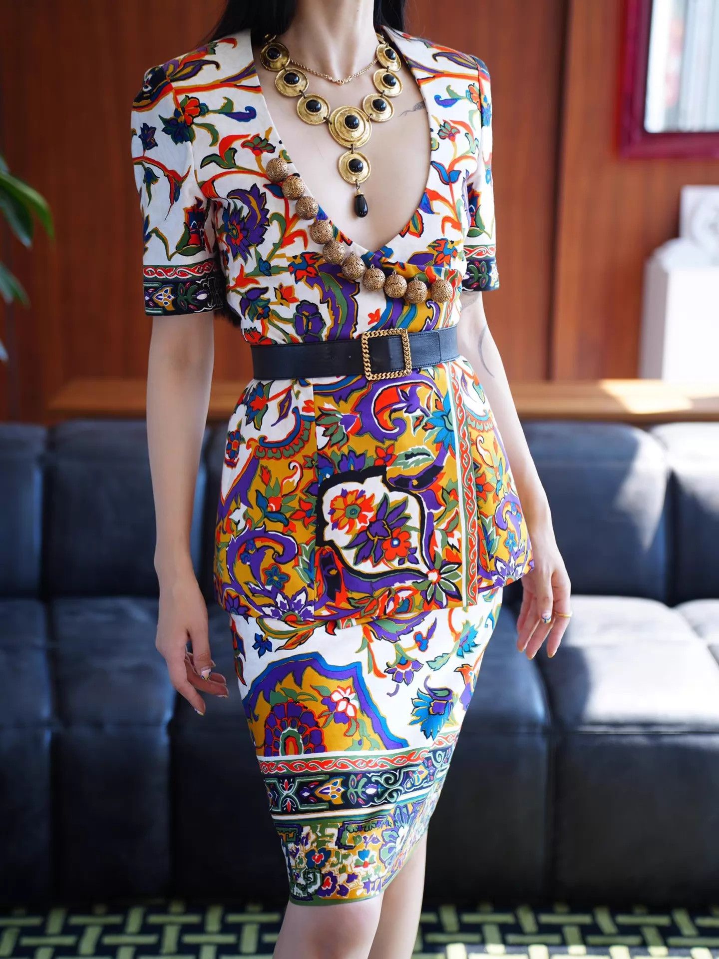 Christian Dior Monsieur Christian Dior 90s Ferre Art Nouveau Floral Suit Fr38 Size S / US 4 / IT 40 - 8 Thumbnail