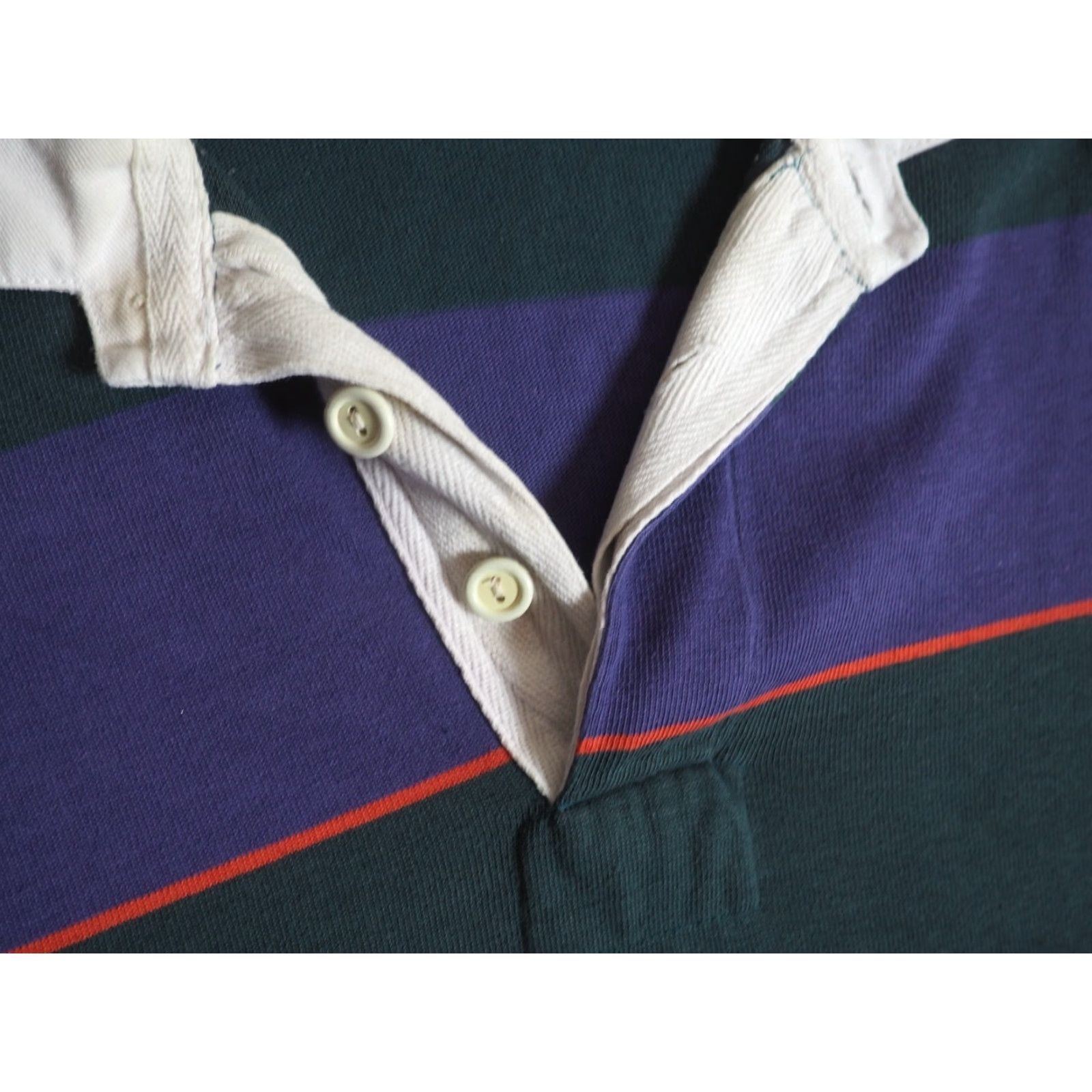 Vintage VTG 80s Steeplechase Purple Green Striped Pullover Rugby Polo L/S Shirt Mens L Size US L / EU 52-54 / 3 - 7 Thumbnail