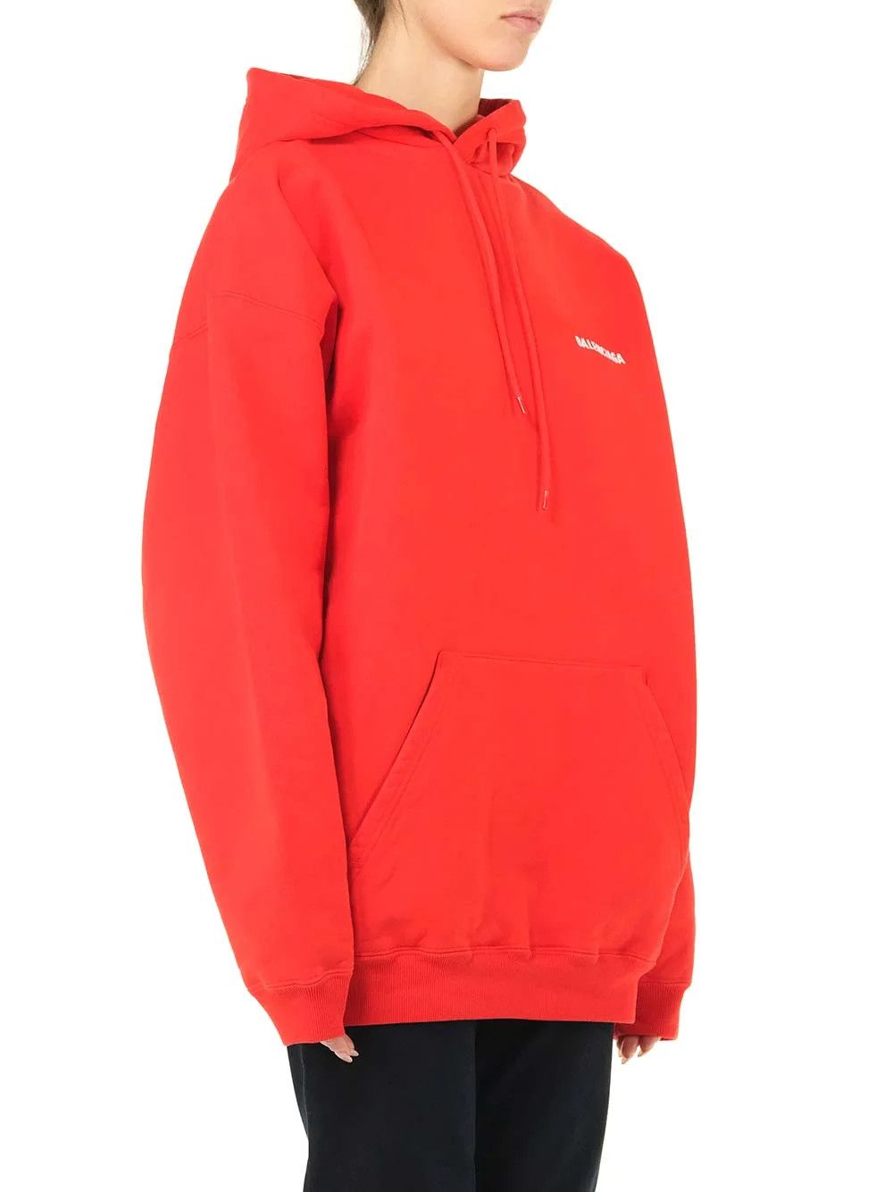 Balenciaga o1y0625 Logo Hoodie in Tomato Red Size S / US 4 / IT 40 - 6 Thumbnail