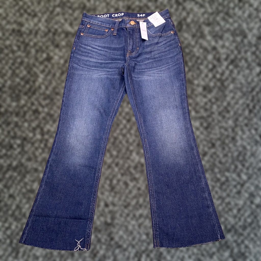 J.Crew VINTAGE J.CREW Billie Cropped Jeans Womens 24 Petite Blue Denim 5-Pocket Modern Slim Fit 22.5 Inseam Regular 24P NWT Size 42" / US 20 - 1 Thumbnail