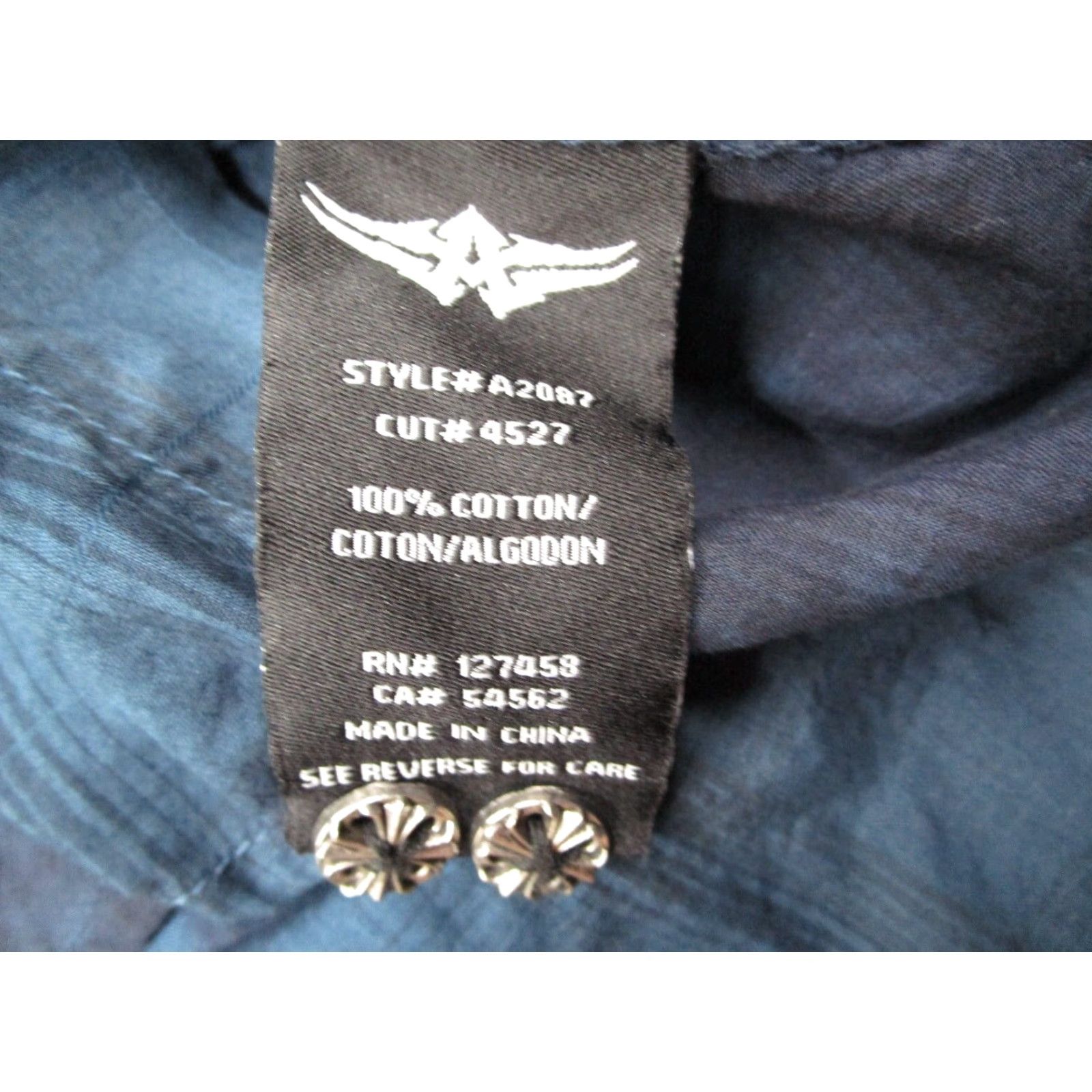 Affliction Affliction Mens Large Blue Tie Dye Long Sleeve Embroidered Button Up Shirt Cotton Blend Size US L / EU 52-54 / 3 - 4 Thumbnail