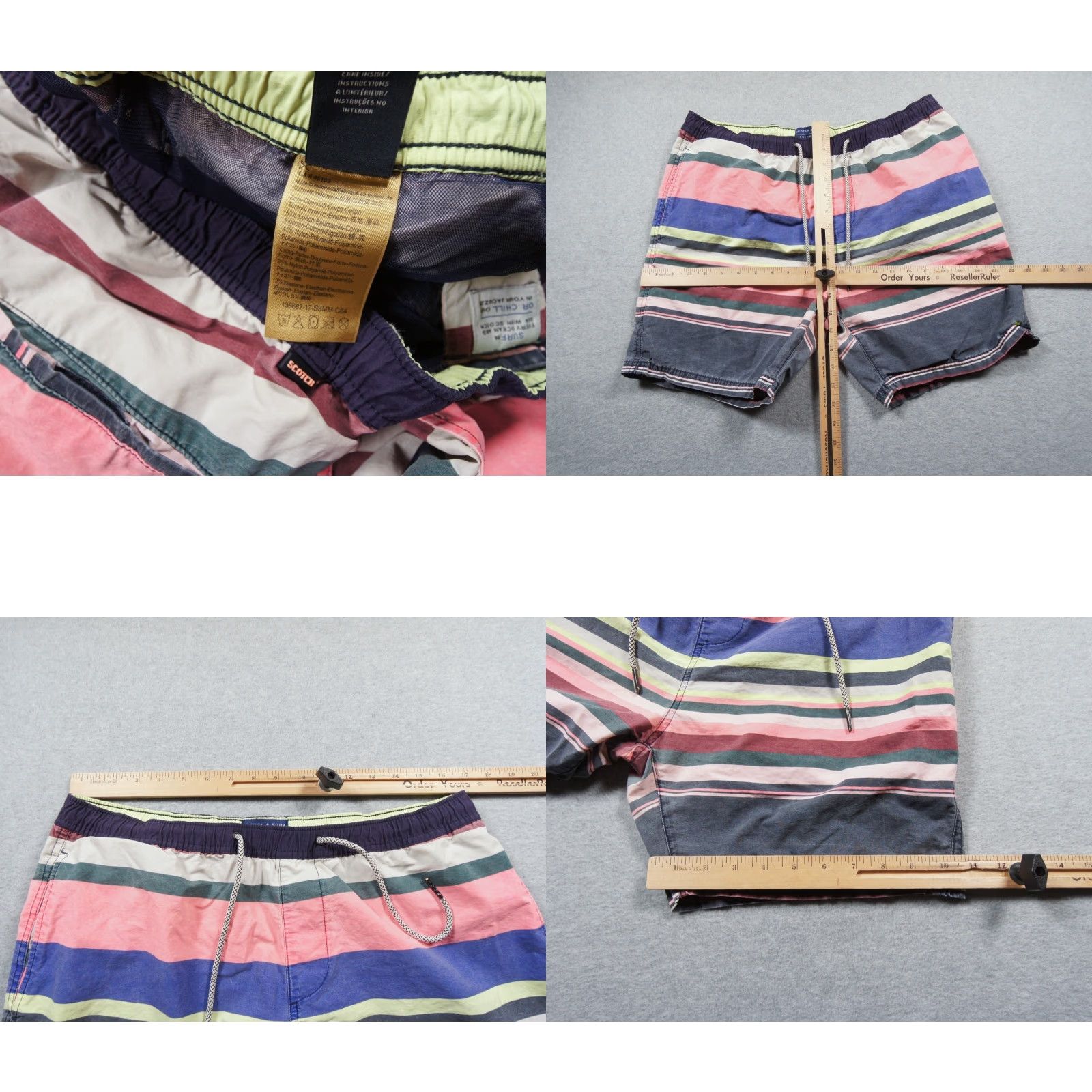 Scotch & Soda Scotch & Soda Shorts Mens Large Boardshorts Swimwear Trunks Striped Multicolor Size US 33 - 8 Thumbnail