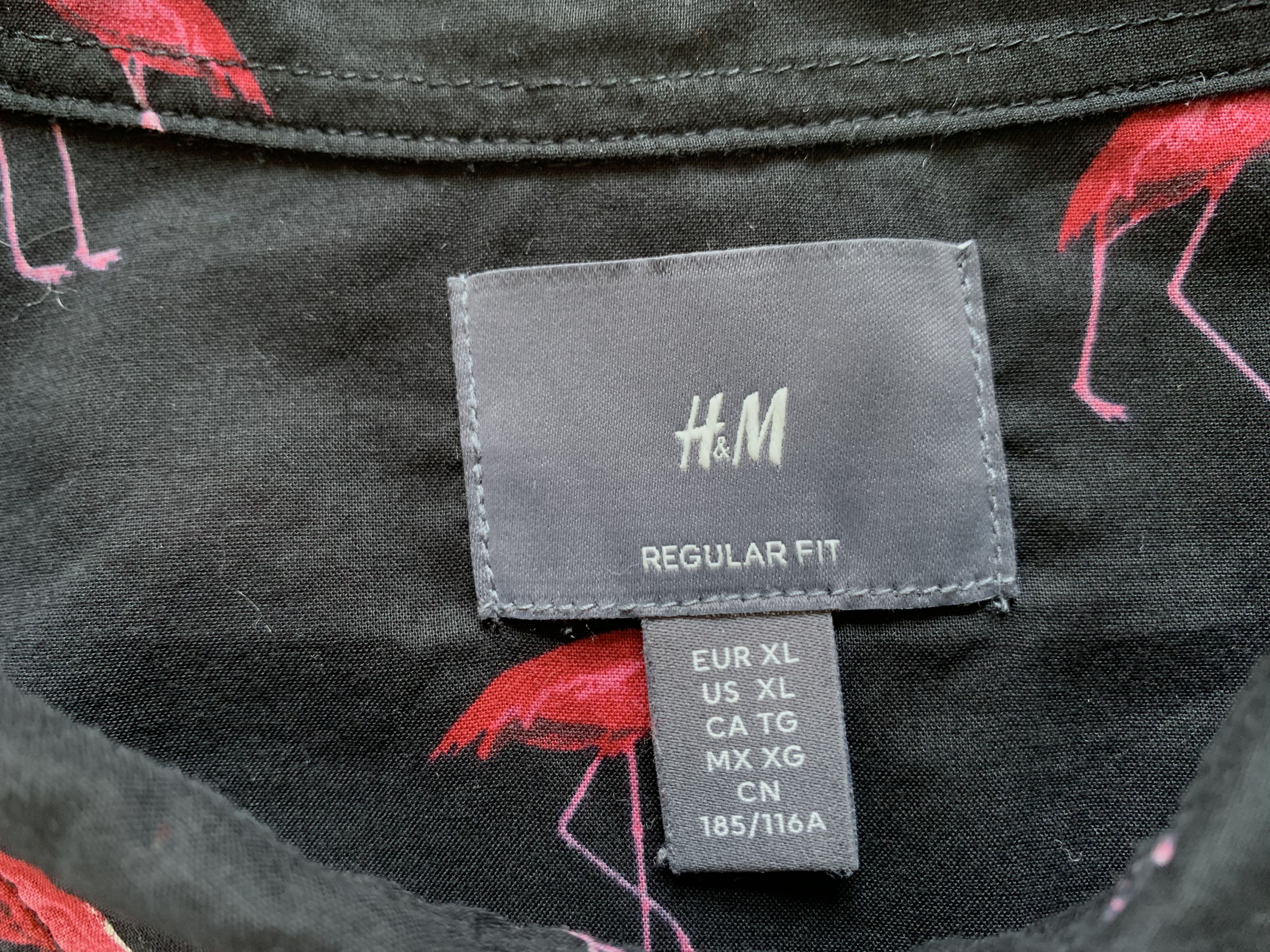 H&M H&M Regular Fit Hawaiian Shirt Flamingo Overprint Size US XL / EU 56 / 4 - 5 Thumbnail