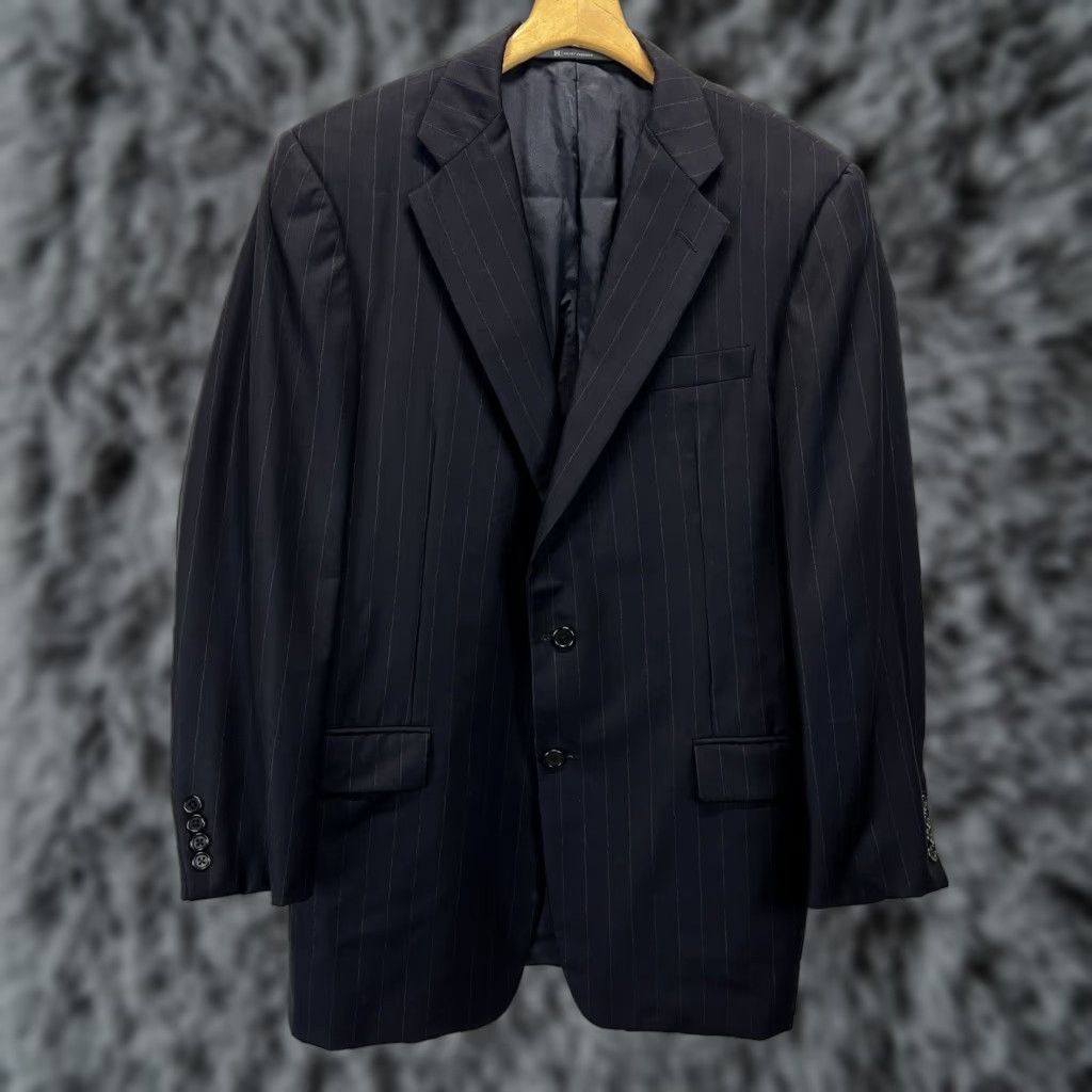 Loro Piana Hickey Freeman Loro Piana Men's Navy Striped 100% Wool Blazer 40R Mens Size 40R - 1 Thumbnail