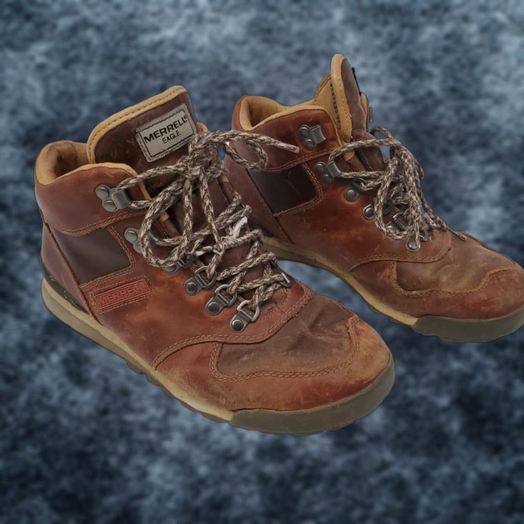 Merrell Merrell Eagle Luxe Sunned Hiking Boots Mens 7.5 Brown Leather Waterproof Ankle Shaft Suede Boots Vintage Style Size US 8 / EU 41 - 1 Thumbnail