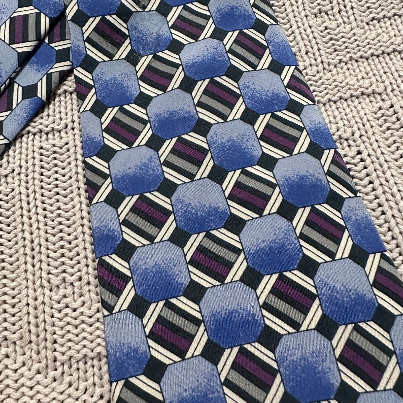 Oleg Cassini Oleg Cassini blue patterned Italian silk tie Size ONE SIZE - 2 Thumbnail