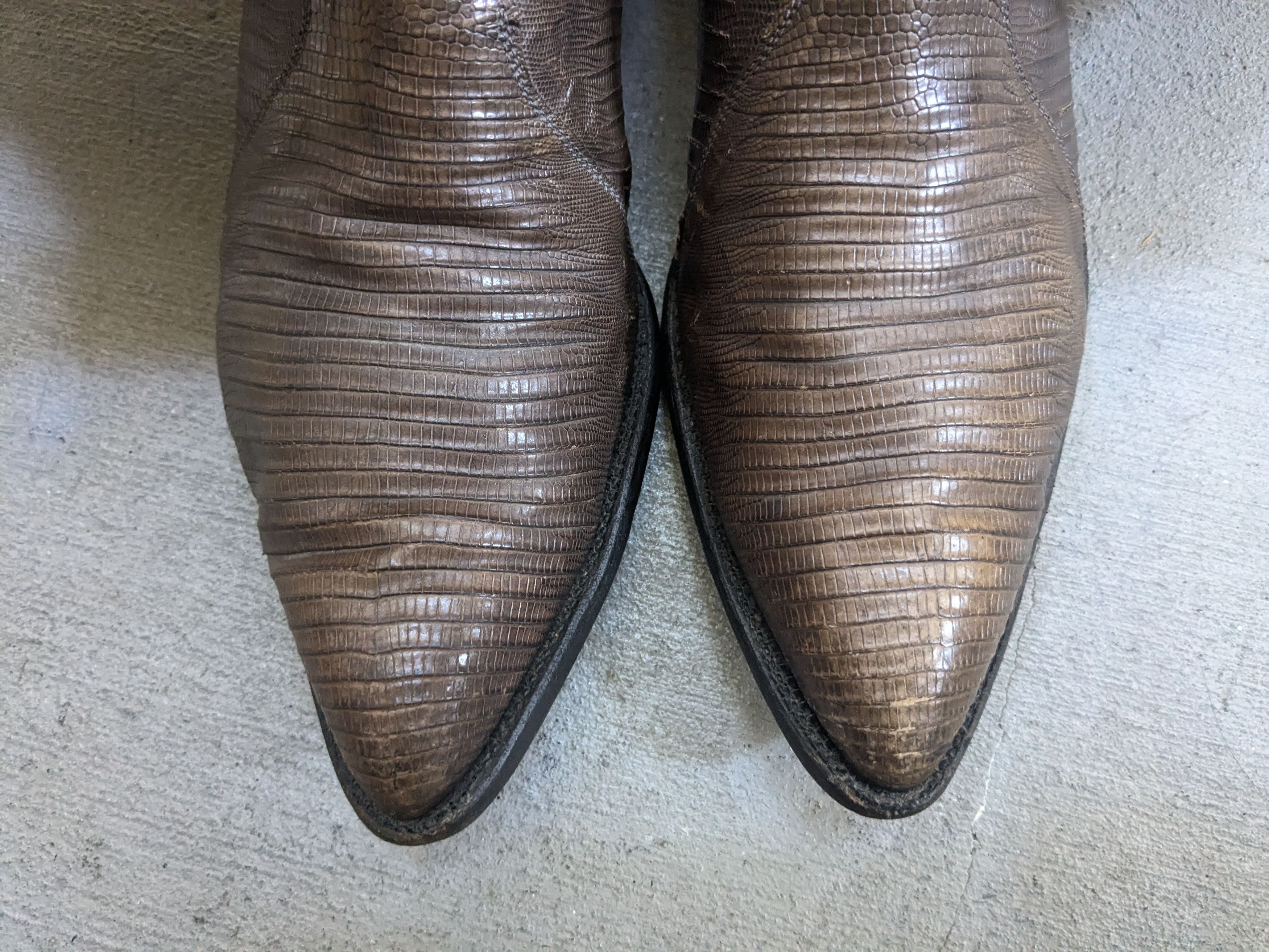 Genuine Leather Panhandle Slim Cowboy Boots 10.5 D Lizard Olive Black 10.5 Size US 10.5 / EU 43-44 - 3 Thumbnail