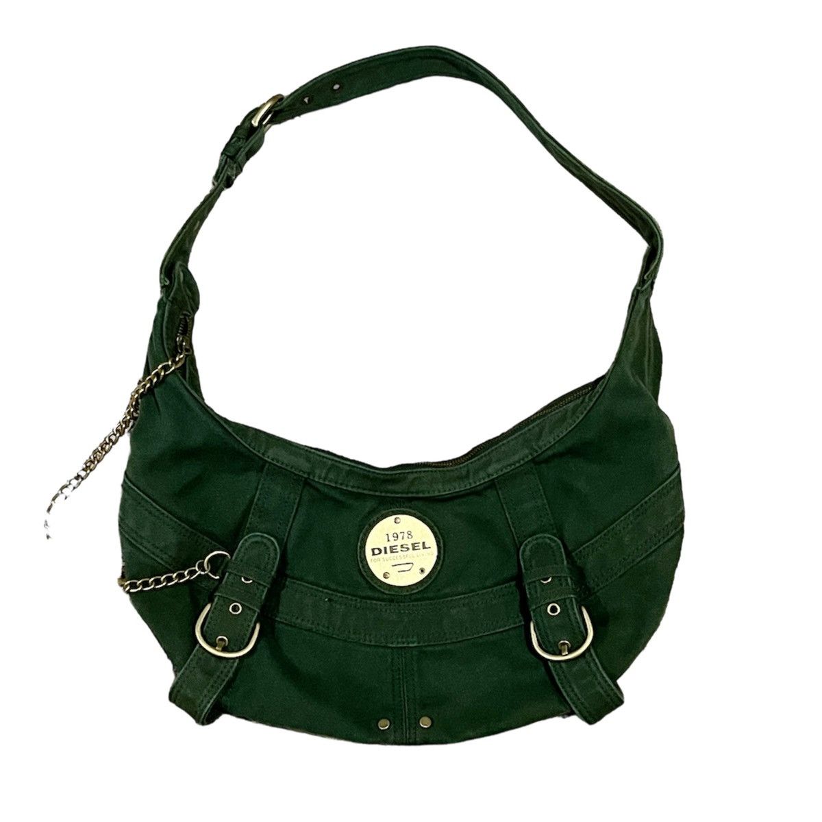 image of Diesel Vintage Chain Y2K Denim Hand Bag in Olive, Women's