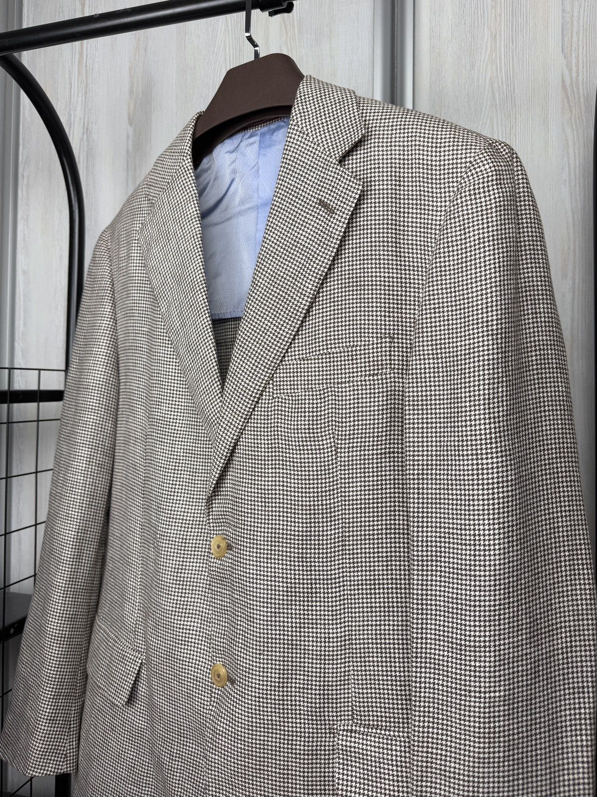 Pal Zileri Pal Zileri Concept Hemp Linen houndstooth unlined blazer 56 Size 46R - 4 Thumbnail