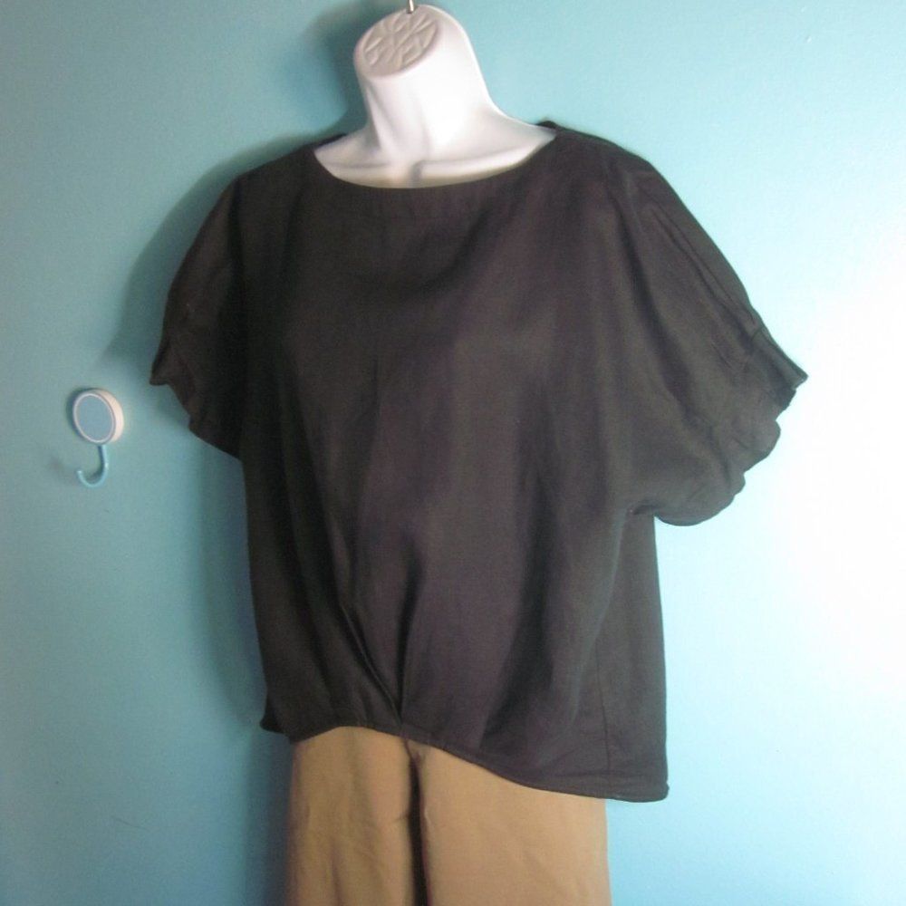 Japan Rags Studio Clip Womens Black Linen Top Size L Japan Brand Size L / US 10 / IT 46 - 1 Thumbnail