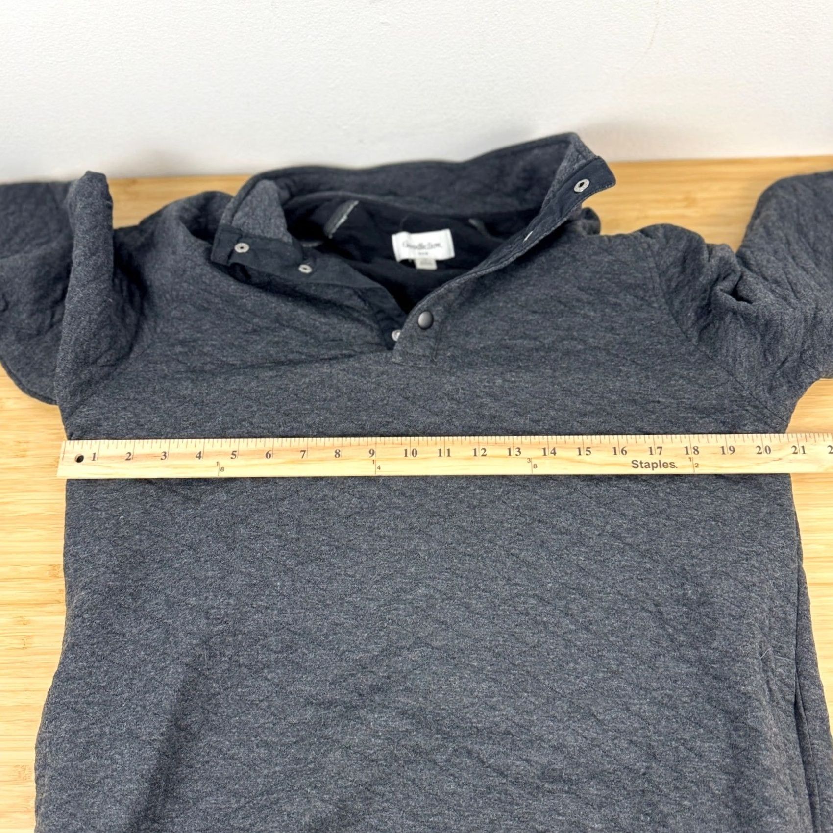 Vintage Goodfellow & Co Mens Quilted Snap Neck Pullover Sweatshirt Charcoal Gray M Size US M / EU 48-50 / 2 - 5 Thumbnail