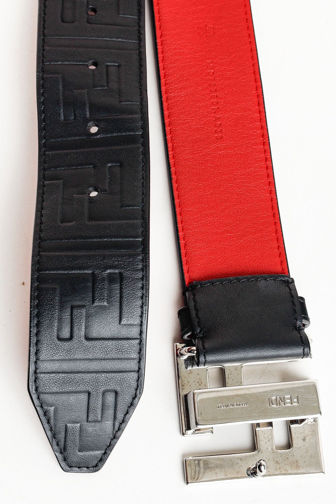Fendi Fendi Black Monogram-Embossed Logo-Buckle Belt Size ONE SIZE - 5 Thumbnail
