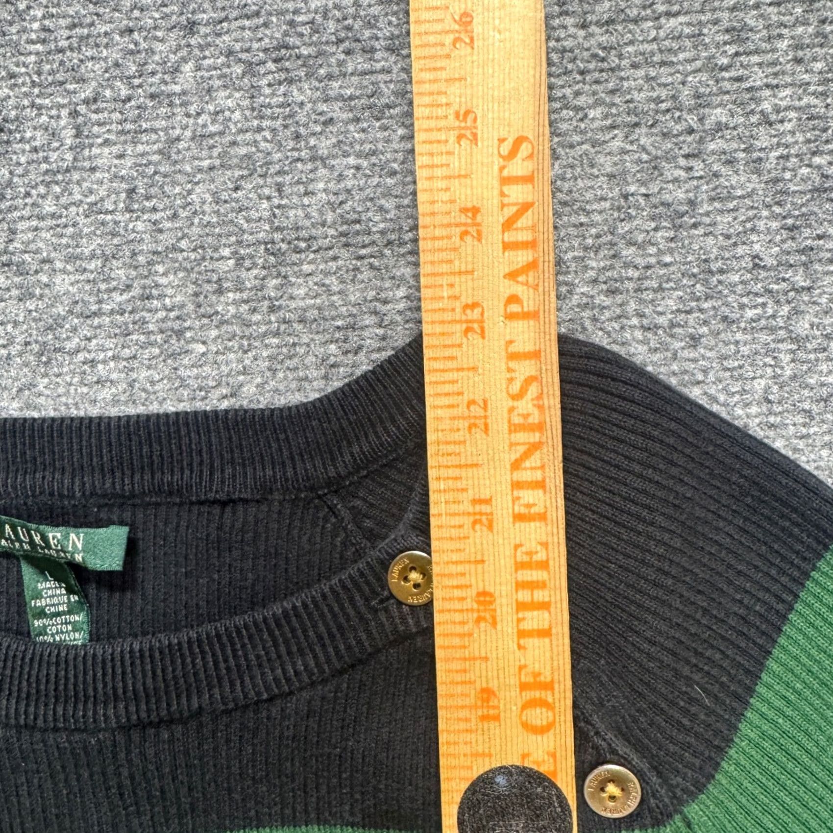 Ralph Lauren Lauren Ralph Lauren Green Black Striped Ribbed Pullover Knit Sweater L Womens Pullover Knit Sweater L Green 90s Y2K Size L / US 10 / IT 46 - 5 Thumbnail