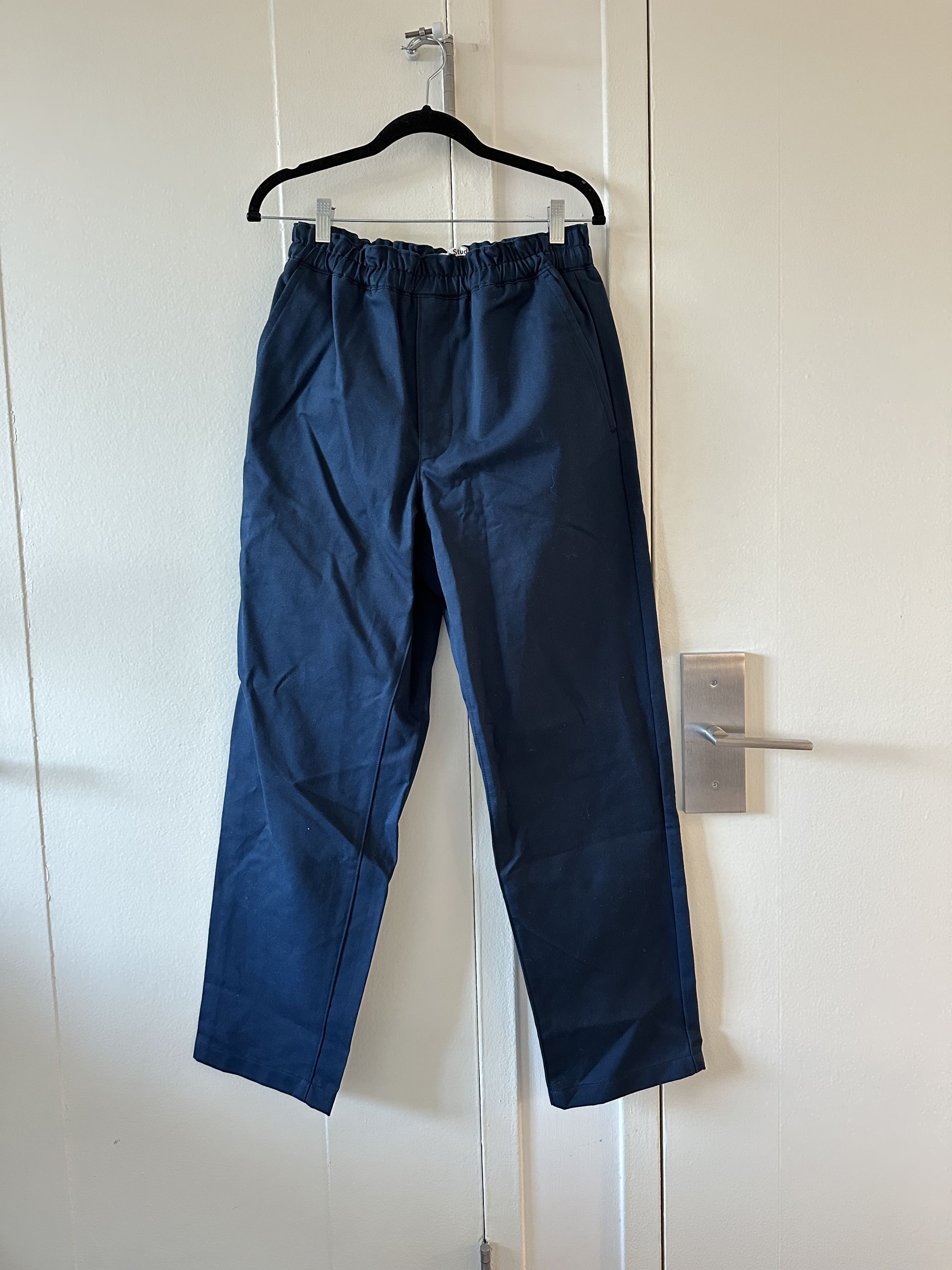 image of Acne Studios Waistband Trousers in Navy, Men's (Size 30)