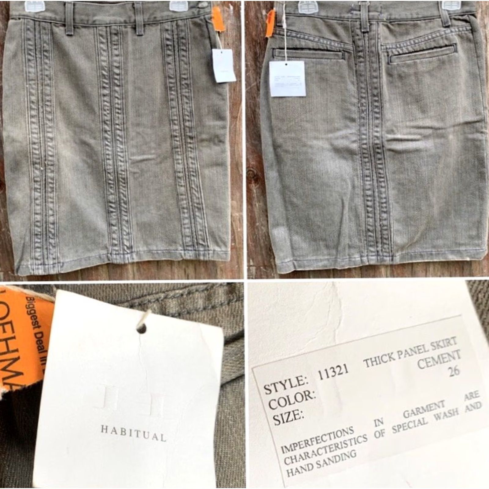 Vintage VINTAGE Habitual Thick Panel Skirt Cement Gray Denim 26 Women Adult Regular Cotton 100% USA Cement Size 26" / US 2 / IT 38 - 5 Thumbnail