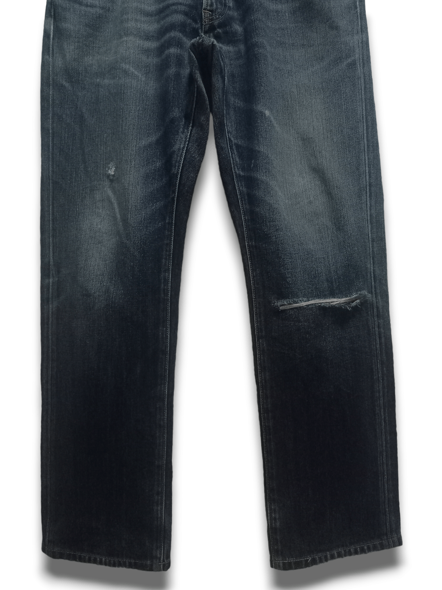 Japanese Brand × Uniqlo Vintage Uniqlo Blue Wash Distressed Loose Jeans 35x29 Size US 35 - 5 Thumbnail