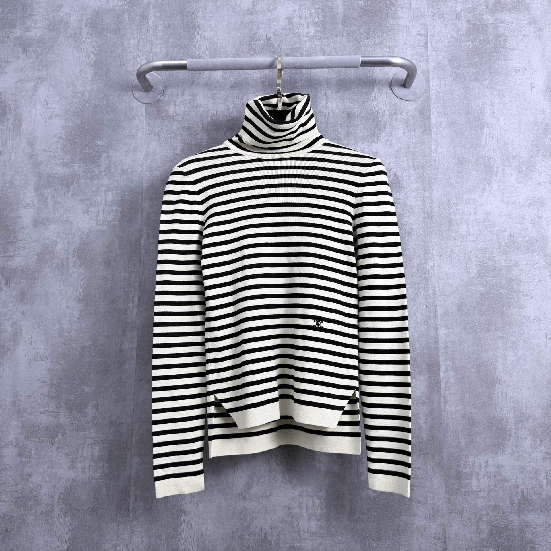 Celine Celine Embroidered Triomphe Logo Striped Turtleneck Size S / US 4 / IT 40 - 1 Thumbnail