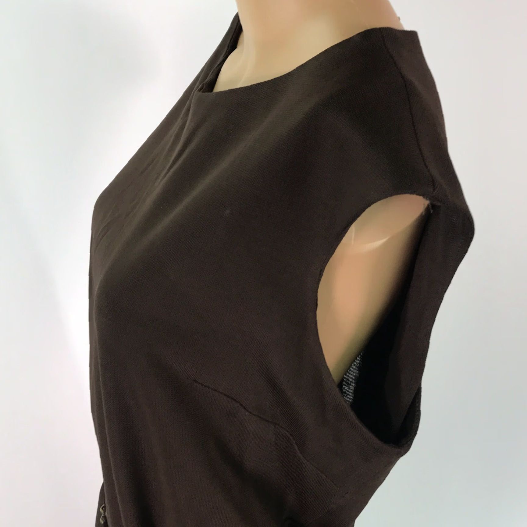 Vintage VINTAGE Lady Carol Sleeveless Brown Sheath Dress Size M 60s 70s Womens Cocktail Size M / US 6-8 / IT 42-44 - 4 Thumbnail