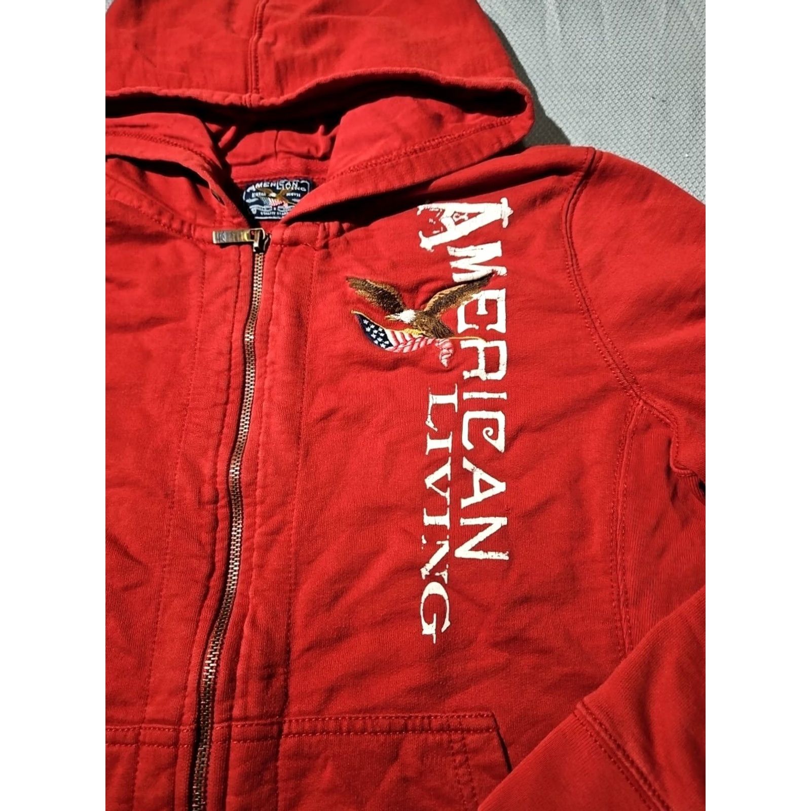 American Eagle Outfitters VINTAGE American Eagle Hoodie Mens Large Red Spellout Full Zip Embroidered Y2K Size US L / EU 52-54 / 3 - 6 Thumbnail