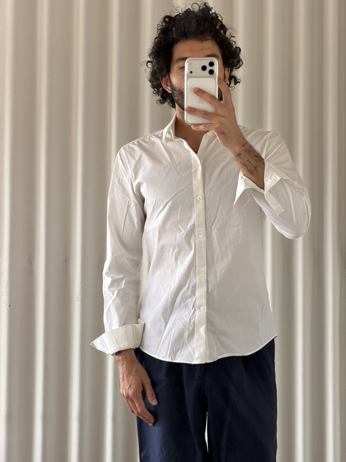 Cos COS White Slim Fit Button Up Shirt Size US M / EU 48-50 / 2 - 1 Thumbnail
