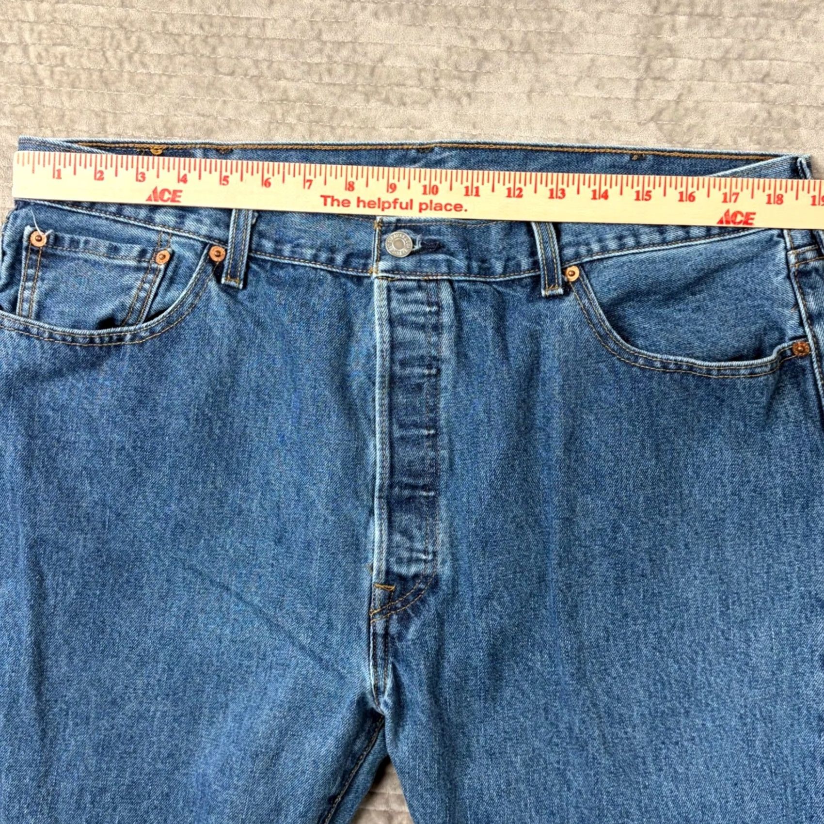 Levi's Levi's 501 Original Fit Jeans Blue Straight Leg Button Fly Mens 40x34 Regular Denim 5-Pocket Cowboy Retro 90s Vintage? Size US 40 / EU 56 - 6 Thumbnail