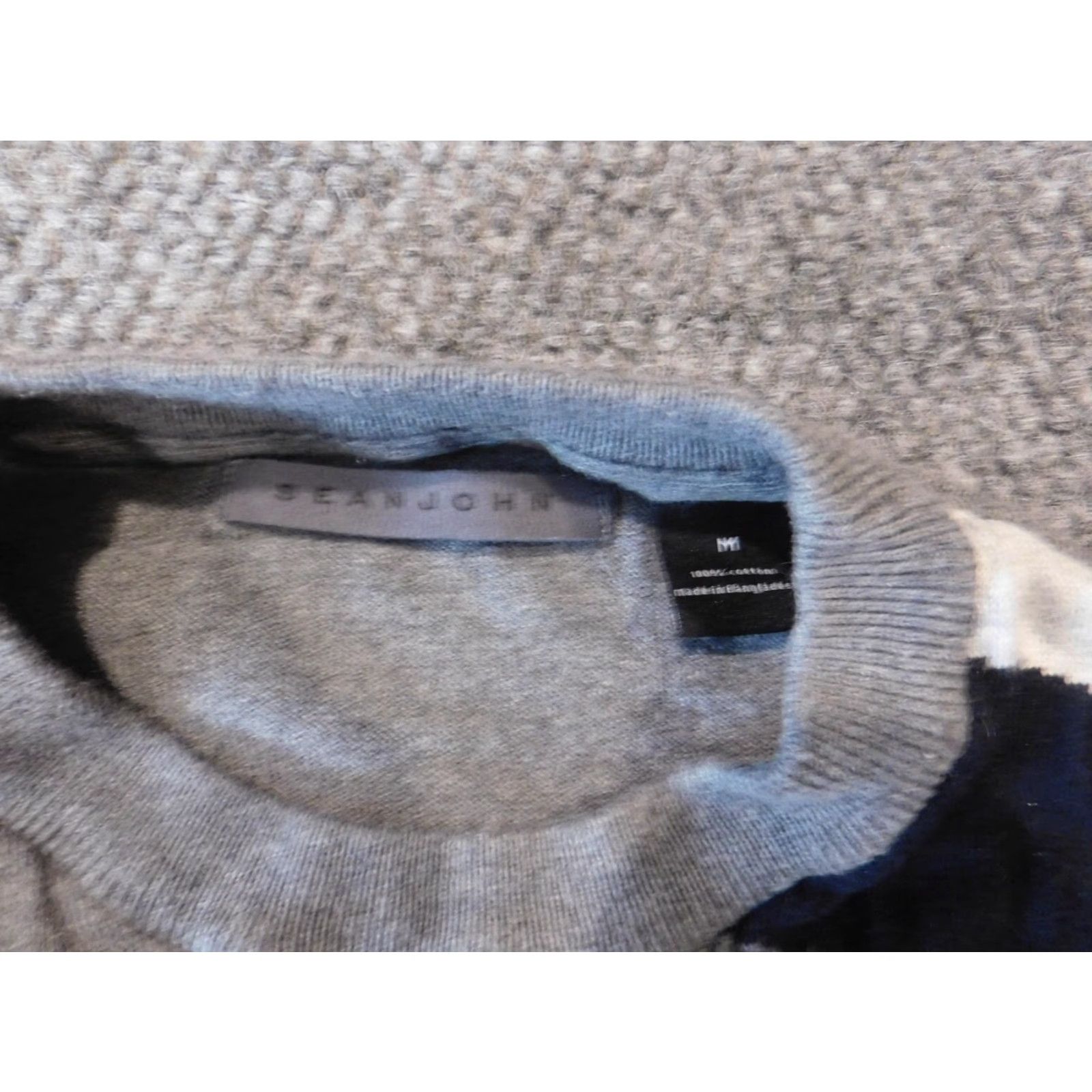Sean John Sean John Mens Sweater Crew Neck Pullover M Gray Cotton Knit Stretch Size US M / EU 48-50 / 2 - 5 Thumbnail