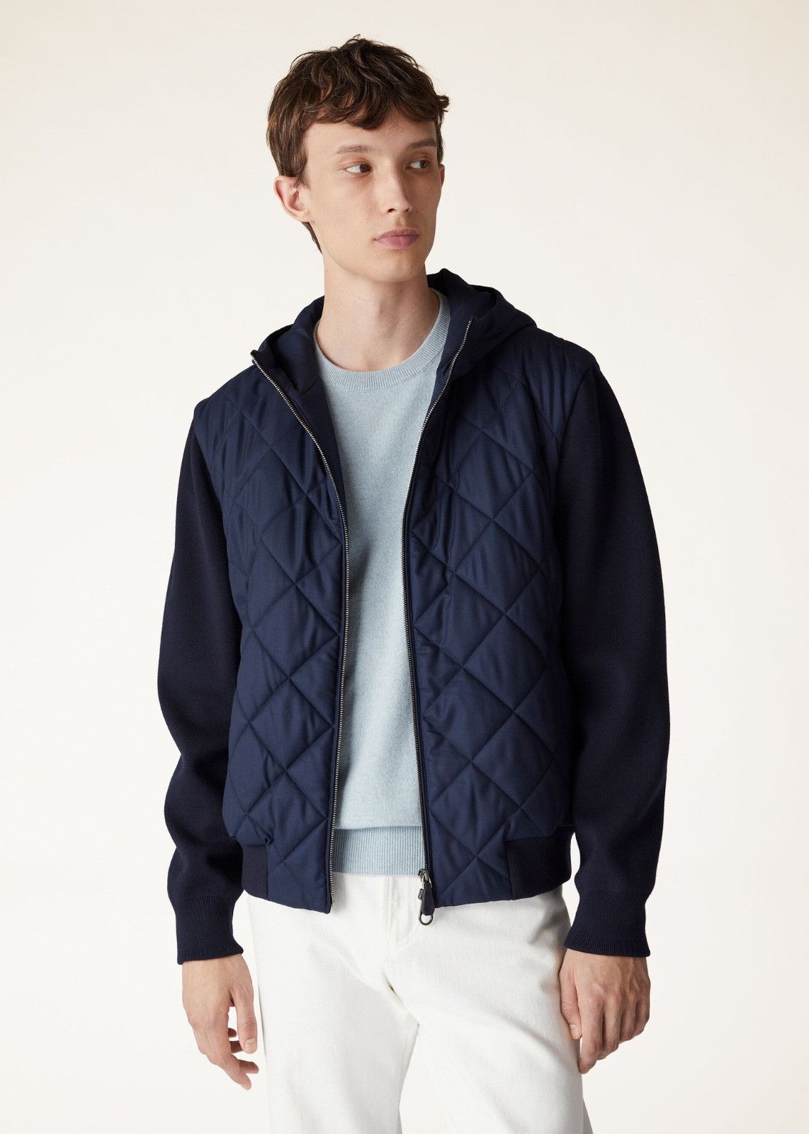 Loro Piana o1srvl11e0125 Ampay Hooded Bomber Jacket in Navy Blue Size US L / EU 52-54 / 3 - 7 Thumbnail