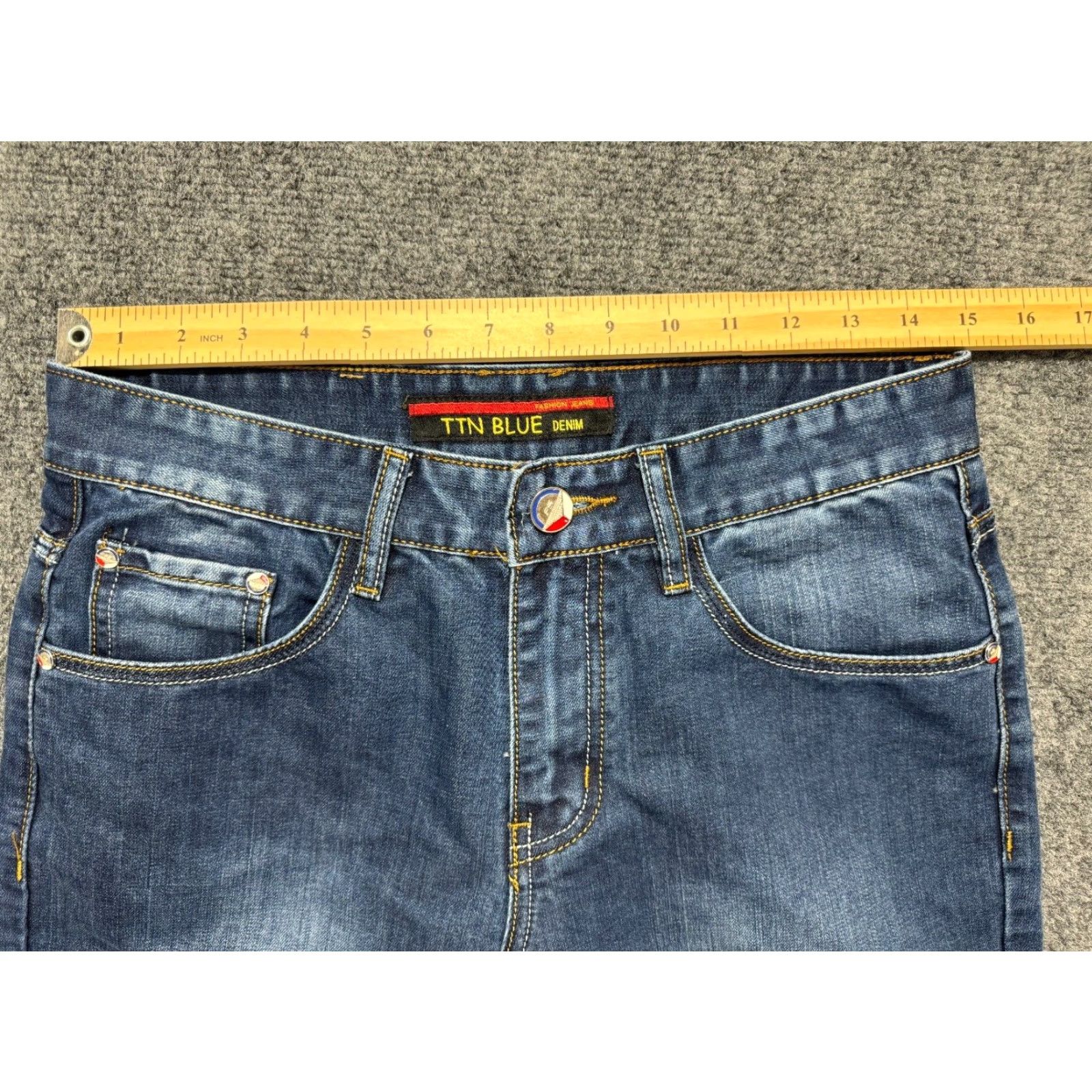 Denime TTN Blue Denim T8904 Men's Jeans Size 32×32 Faded (30×31) Size US 30 / EU 46 - 5 Thumbnail