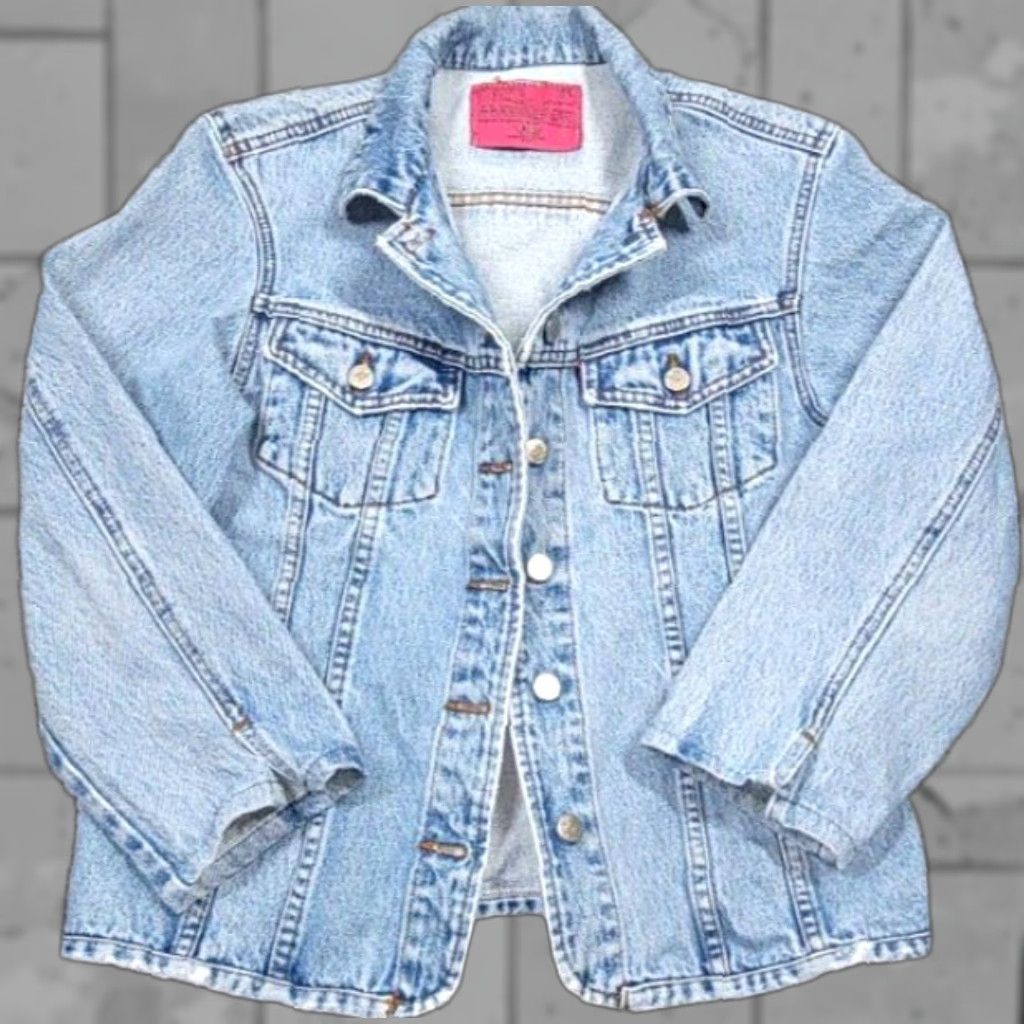 Denime VINTAGE carol's denim's Denim Jacket Womens M Blue 90s Biker Coat Jacket Casual Bohemian Motorcycle Pocket Embroidered Logo Collared Lightweight Size M / US 6-8 / IT 42-44 - 1 Thumbnail