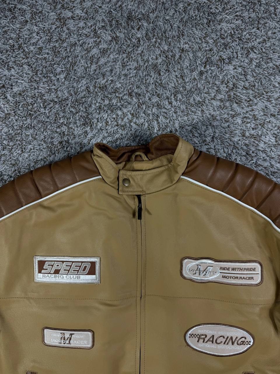 Genuine Leather WILDA Genuine Leather Racing Jacket Moto Biker Patches Size US XXL / EU 58 / 5 - 2 Thumbnail